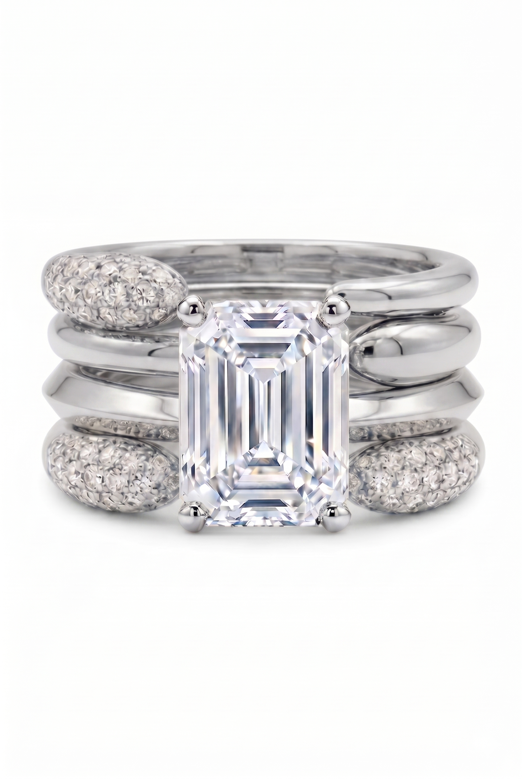 The Frame | Emerald-Cut & Sculptural Gold Stack Suite