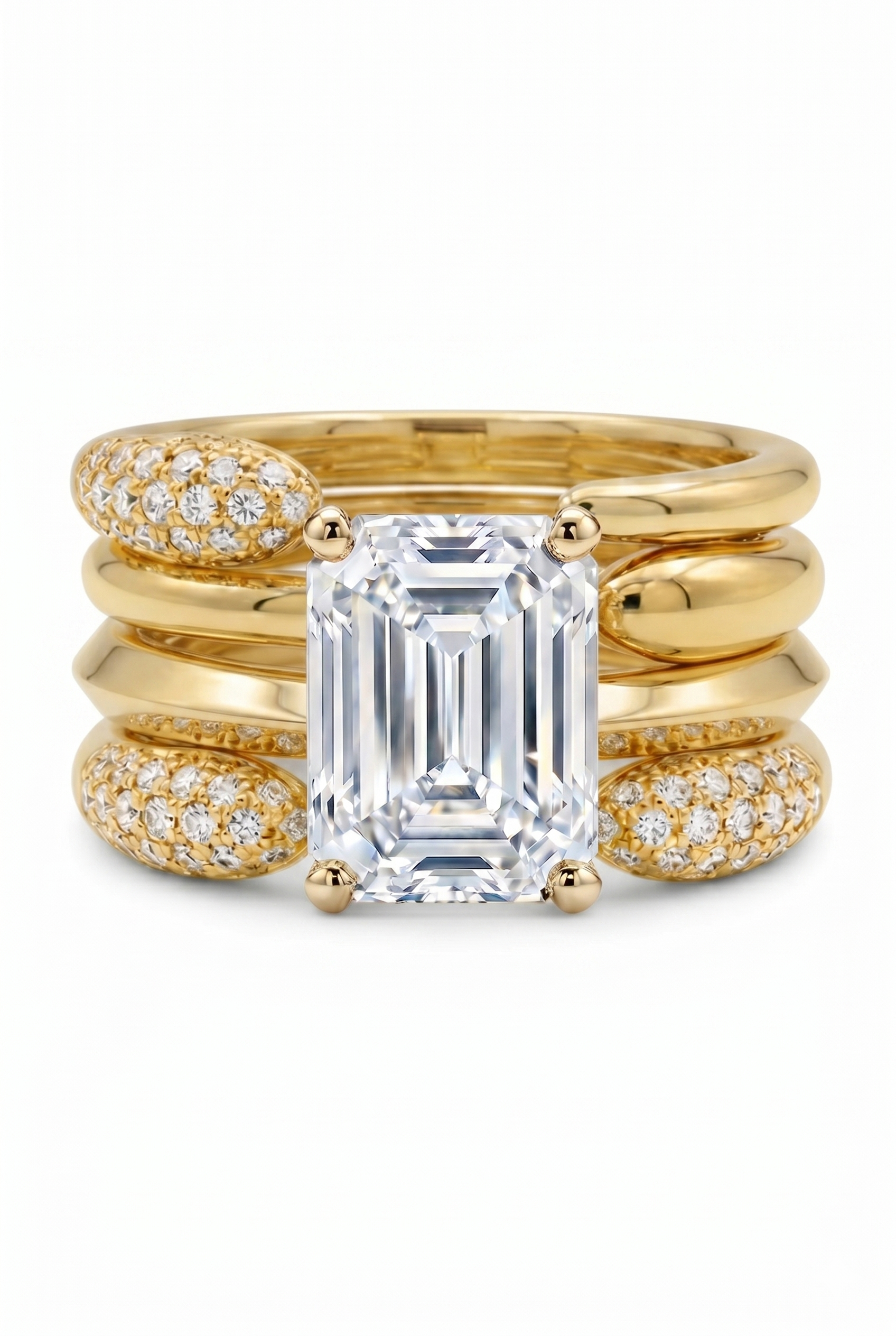 The Frame | Emerald-Cut & Sculptural Gold Stack Suite