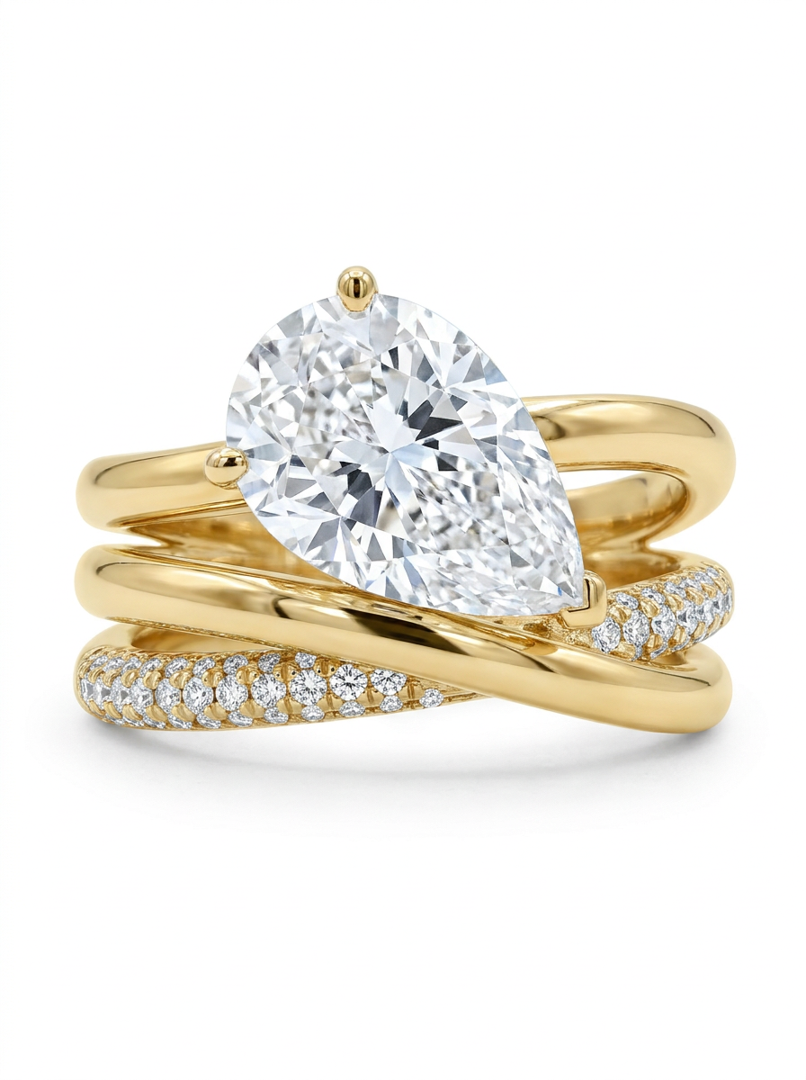 The Crossover Pear | Pear Diamond Triple Crossover Engagement Ring