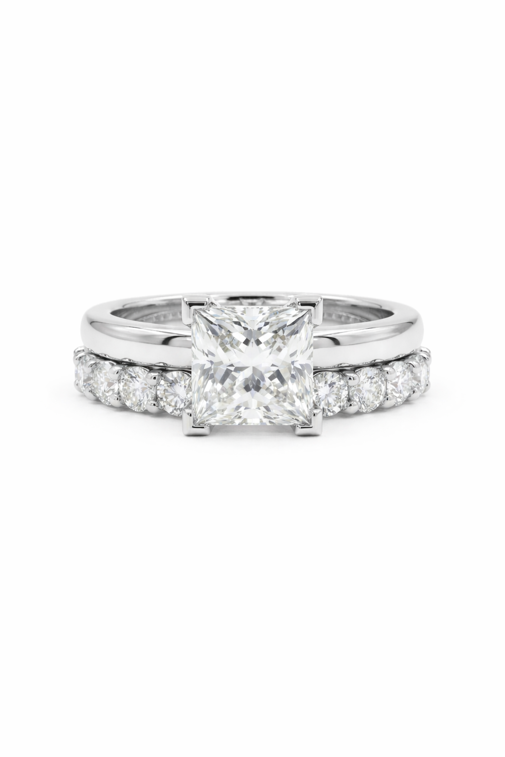 The Ice Cube | Princess Cut Wide Band Ring