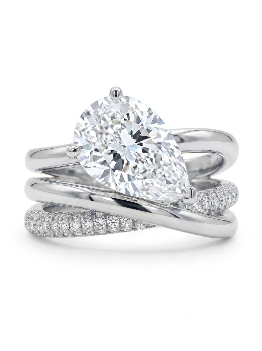 The Crossover Pear | Pear Diamond Triple Crossover Engagement Ring