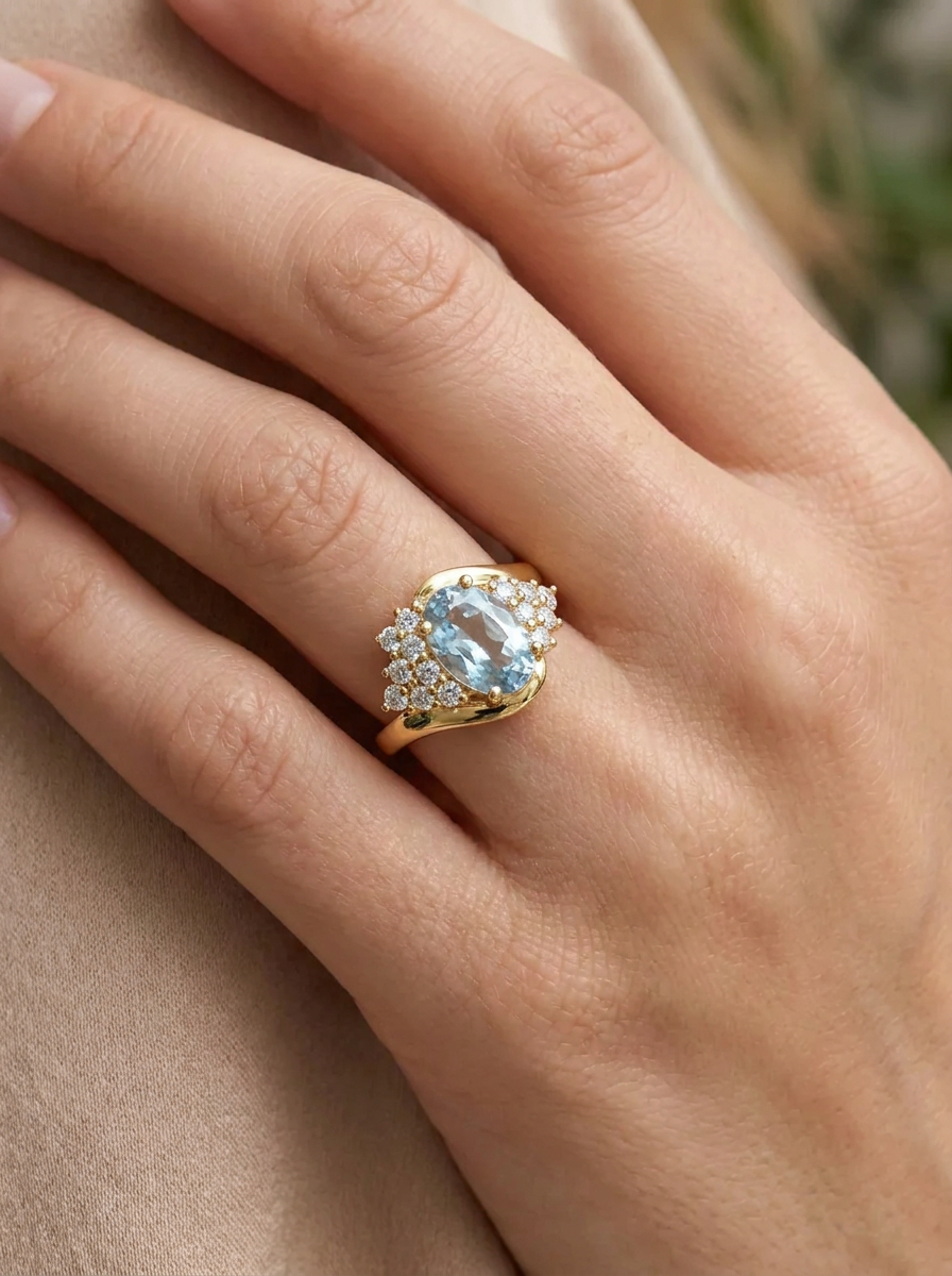 The Lagoon | Oval Sapphire & Diamond Cluster Bypass