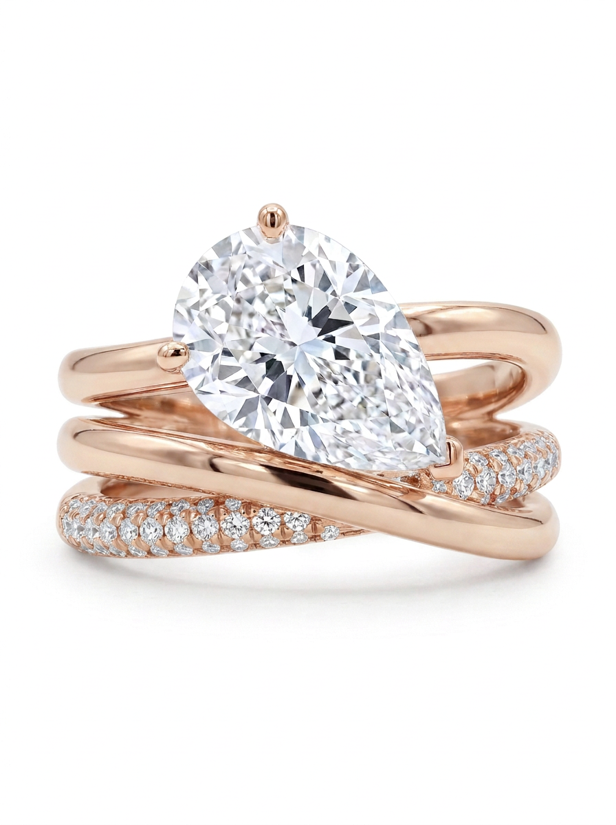The Crossover Pear | Pear Diamond Triple Crossover Engagement Ring