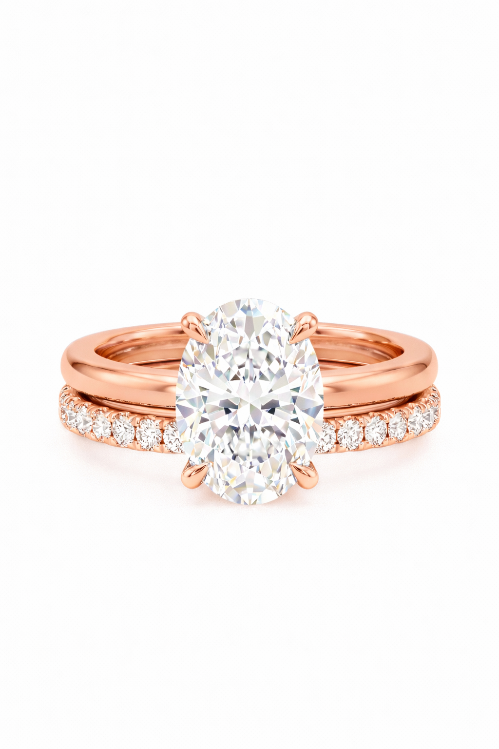 The Icon Stack | Oval Solid Gold Ring & Pave Band