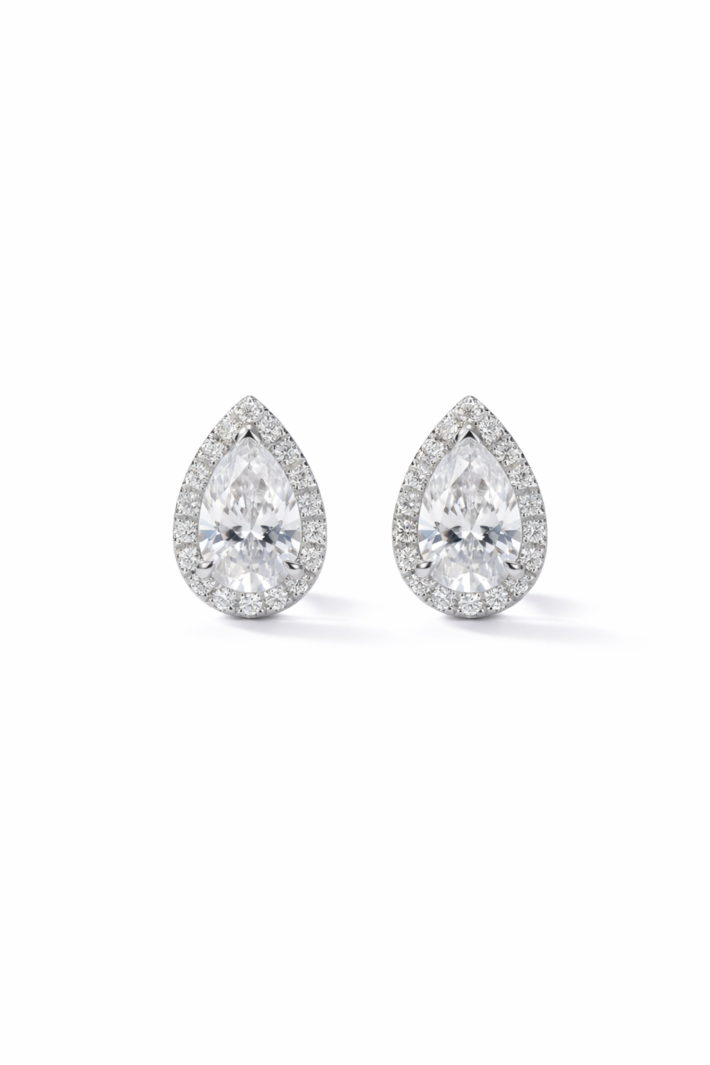 The Frost | Pear Halo Diamond Earrings