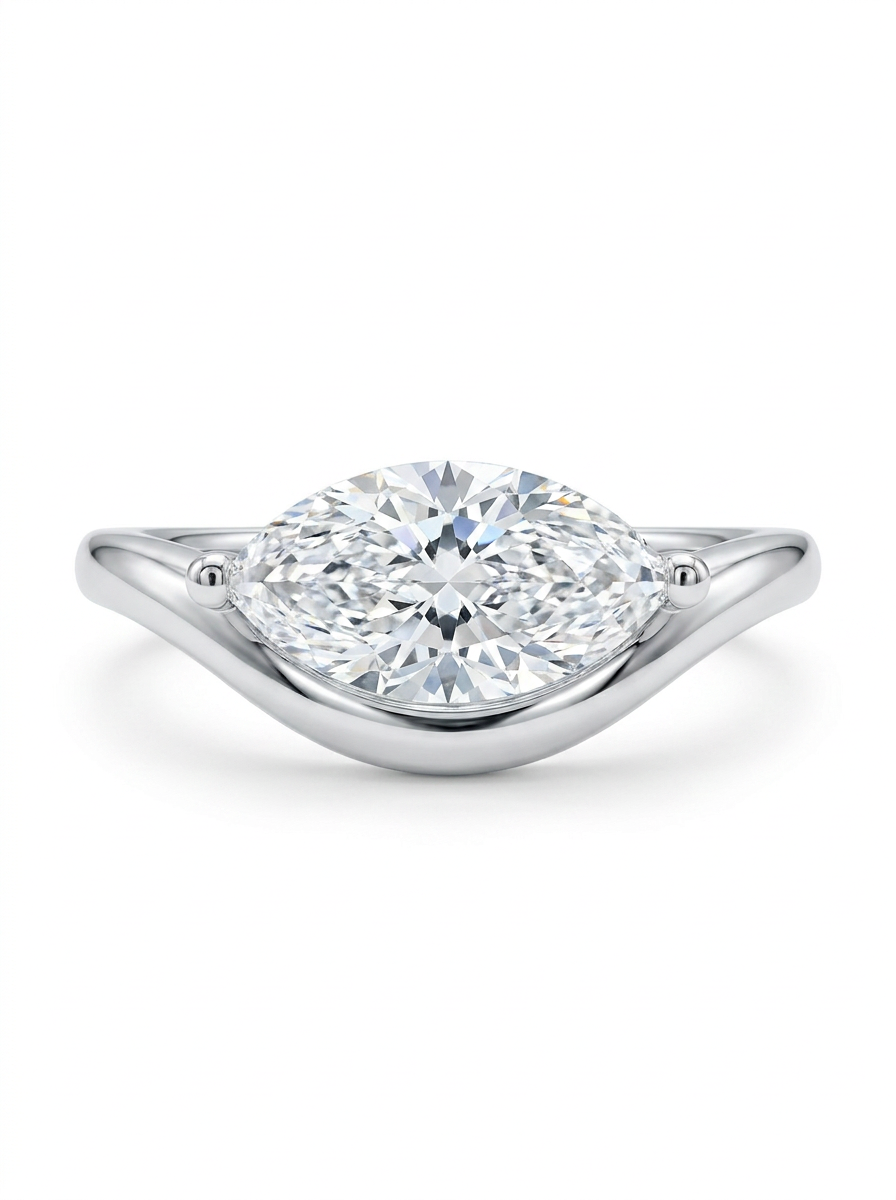 The Skiff | East-West Marquise Sculpted Band