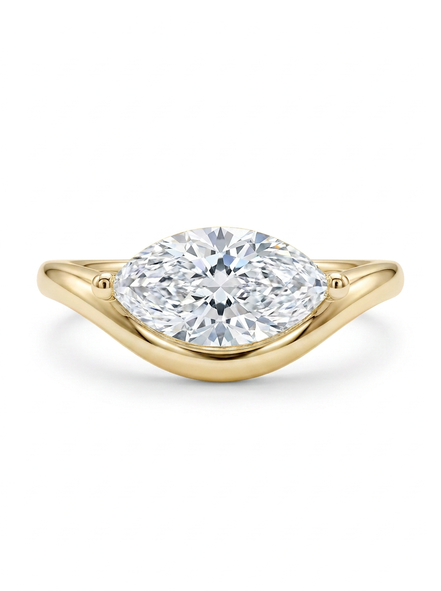 The Skiff | East-West Marquise Sculpted Band