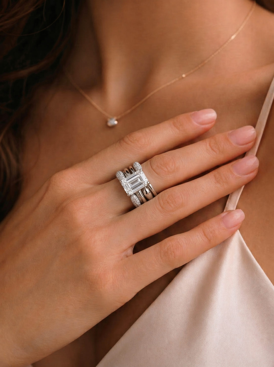 The Frame | Emerald-Cut & Sculptural Gold Stack Suite
