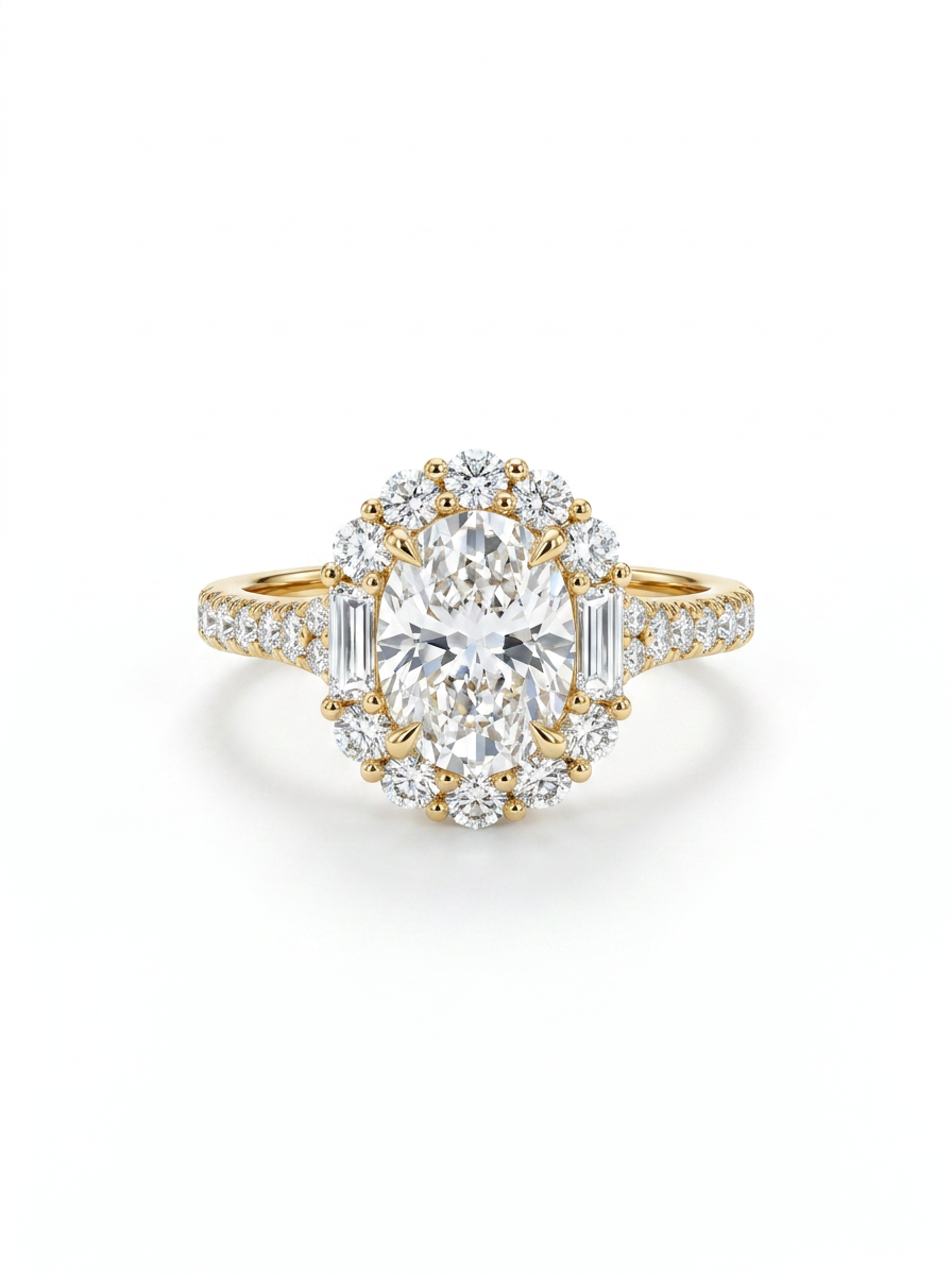 The Baguette Frame Oval | Architectural Baguette & Oval Diamond Ring