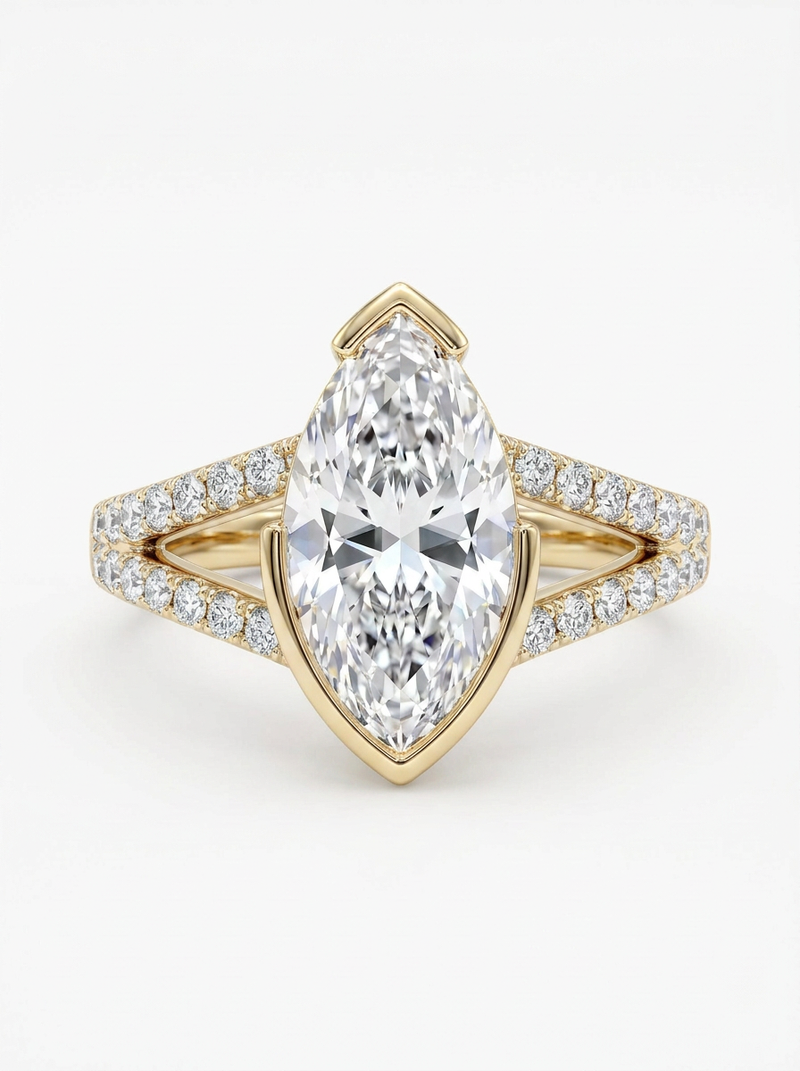 The Delta | Marquise V-Cap & Split Pavé Shank