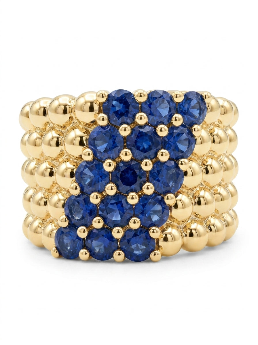The Current haute joaillerie beaded sapphire wide band — lab-grown diamond band by Highline Diamond