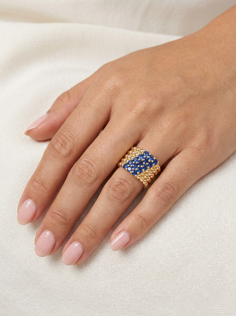 The Current | Haute Joaillerie Beaded Sapphire Wide Band