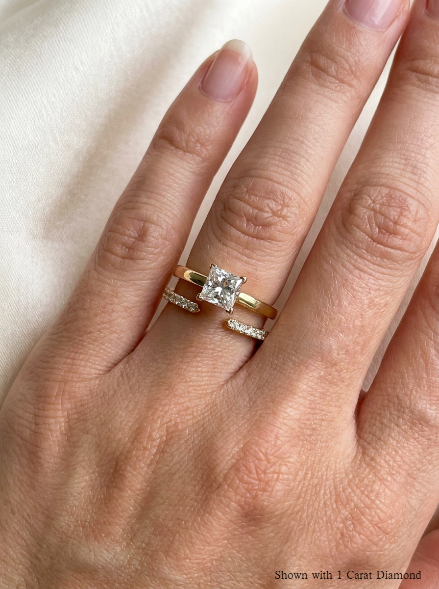 The Ice Cube | Princess Cut Wide Band Ring