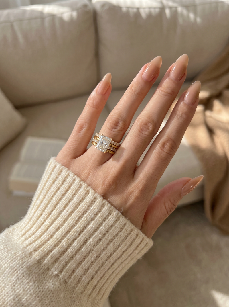 The Cadence | Radiant Cut Multi-Row Rhythmic Band — worn view