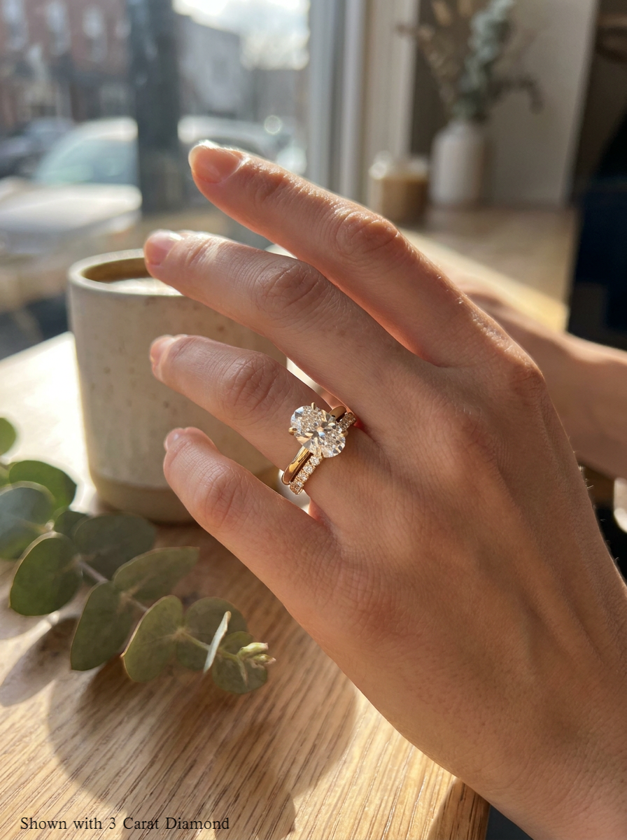 The Icon Stack | Oval Solid Gold Ring & Pave Band