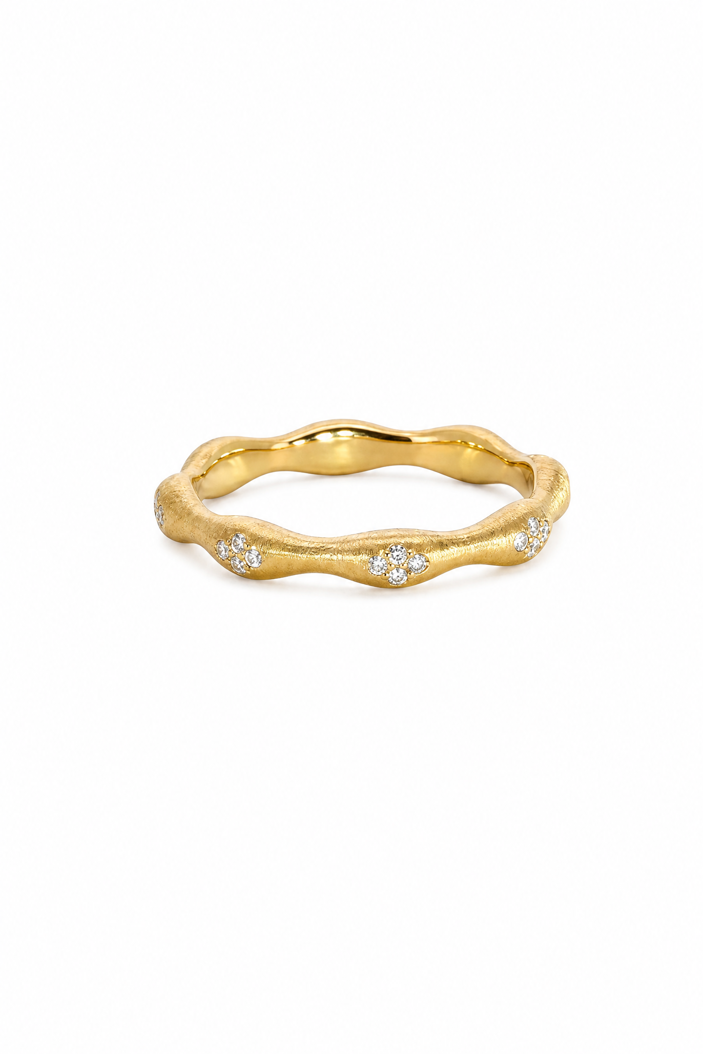 The Bamboo hand-brushed gold cluster stacking ring — lab-grown diamond ring by Highline Diamond