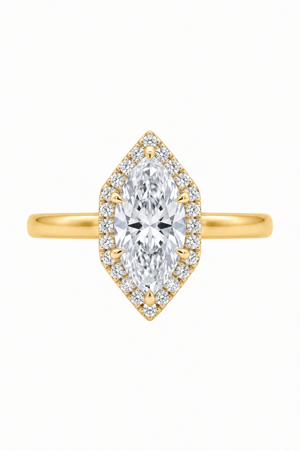 The Marquise Halo | Classic Smooth Band Diamond Ring