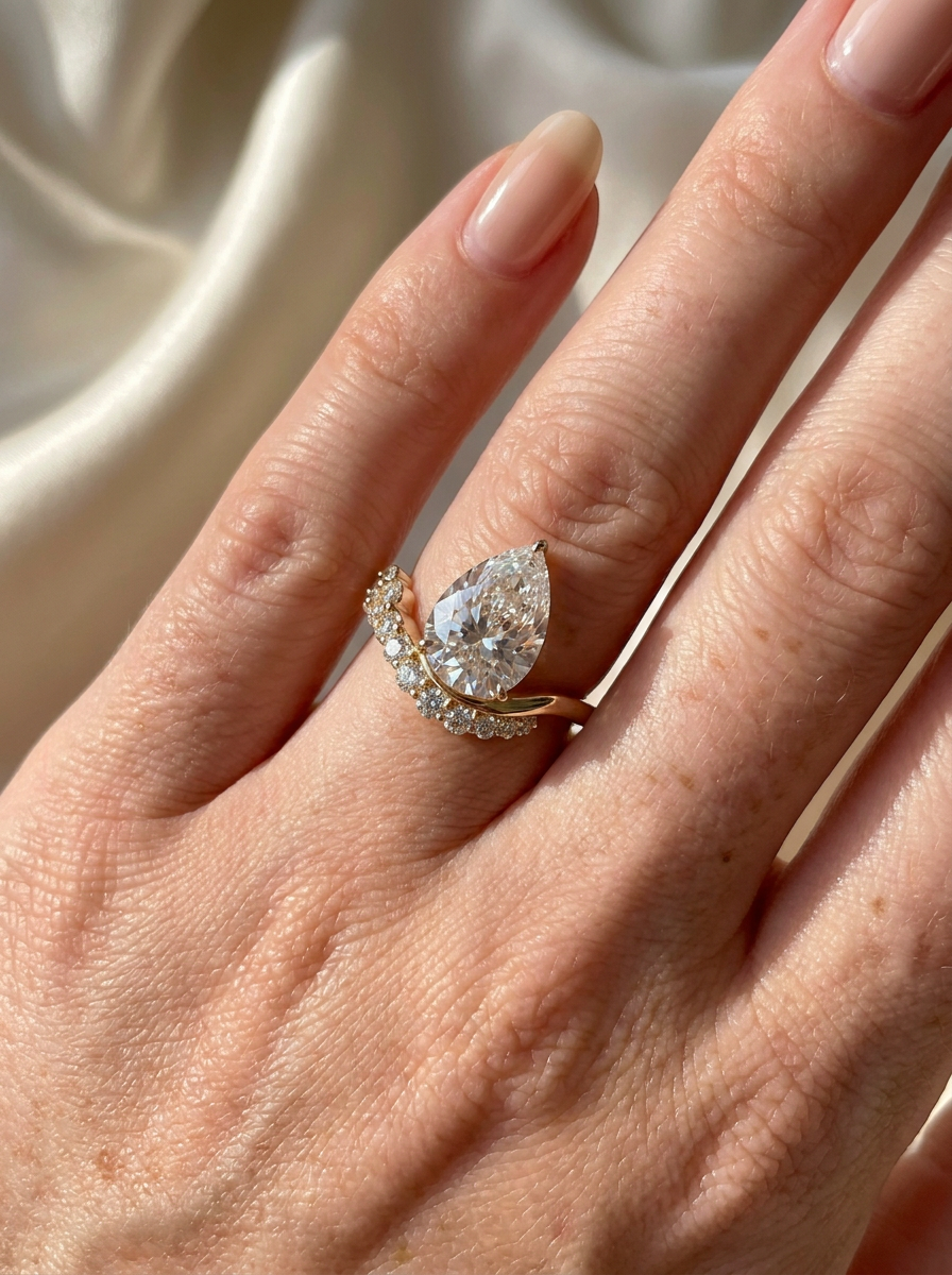 The Keystone | Pear Solitaire & Contour Pavé Set