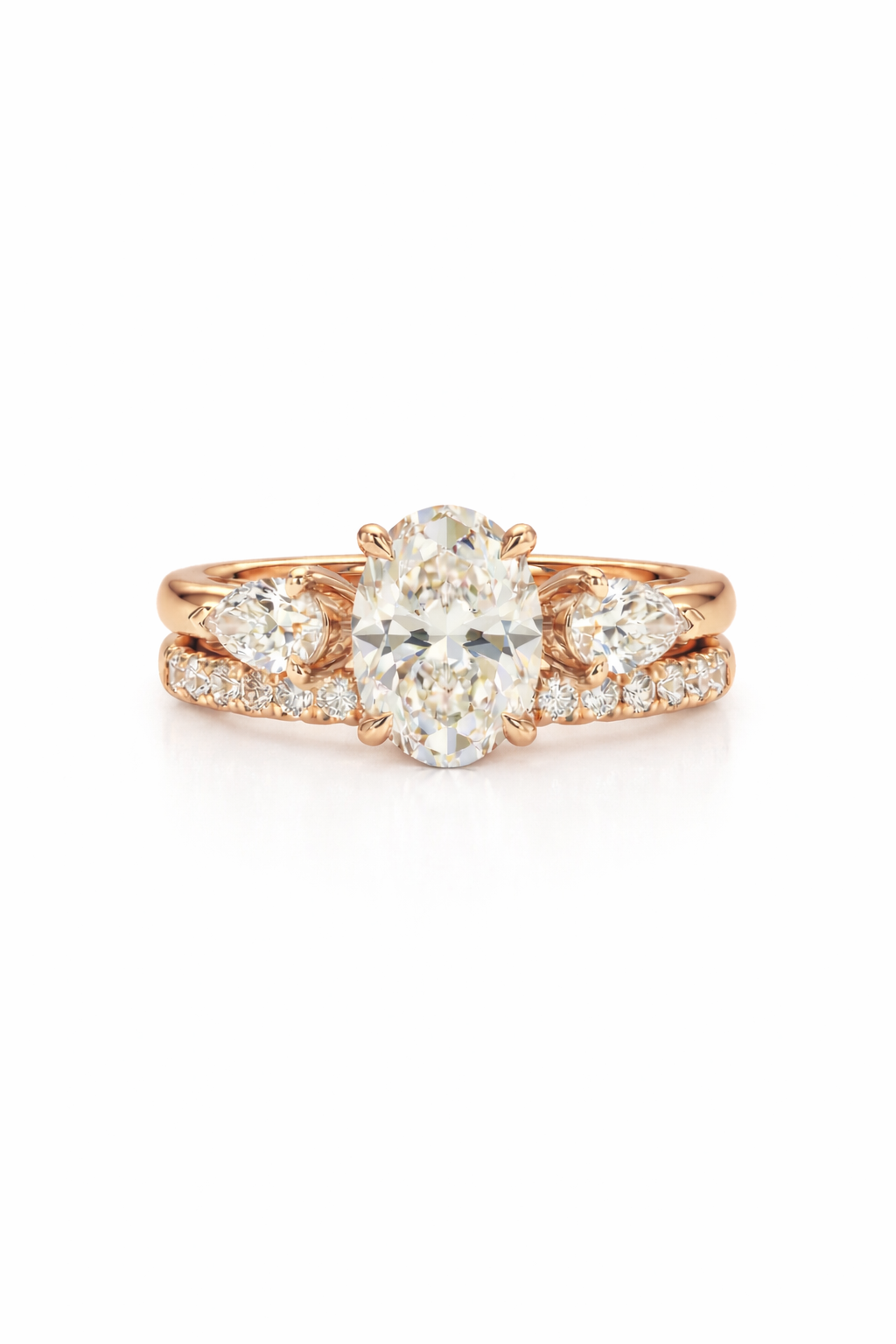 The Embrace | Contoured Three-Stone Bridal Set