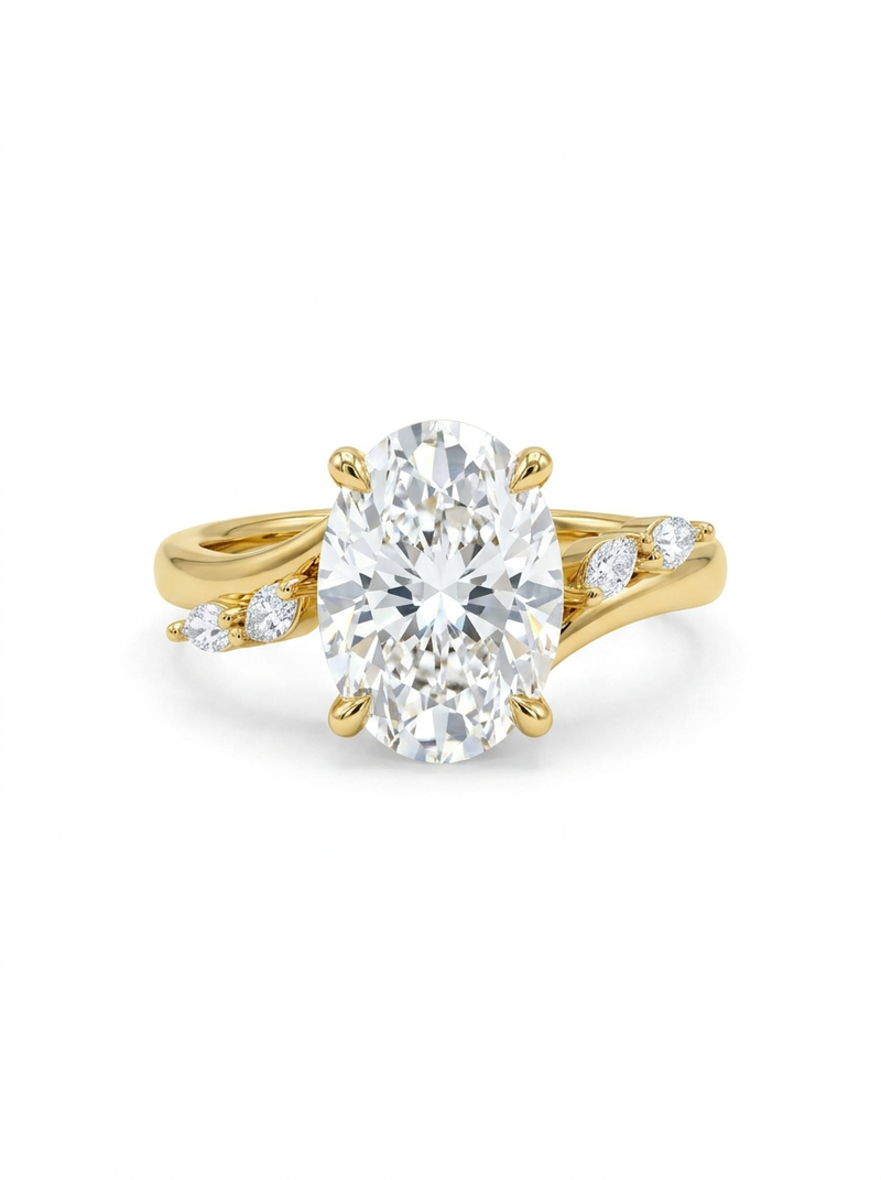 The Meander | Oval Solitaire & Crossover Marquise Shank