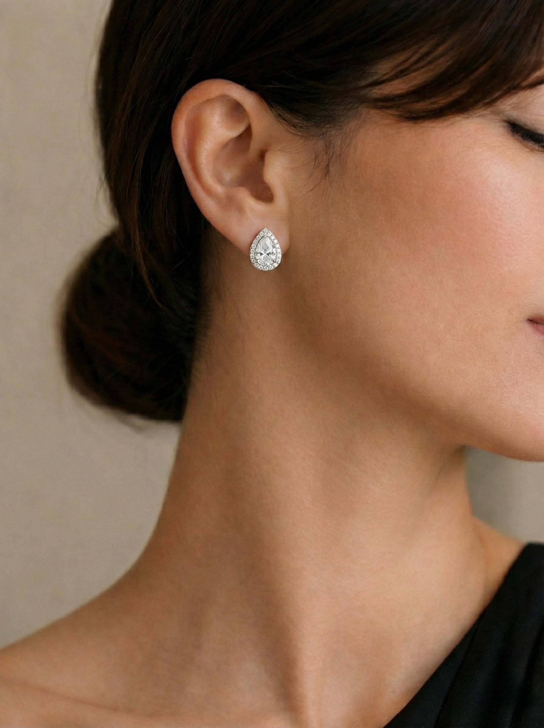 The Frost | Pear Halo Diamond Earrings