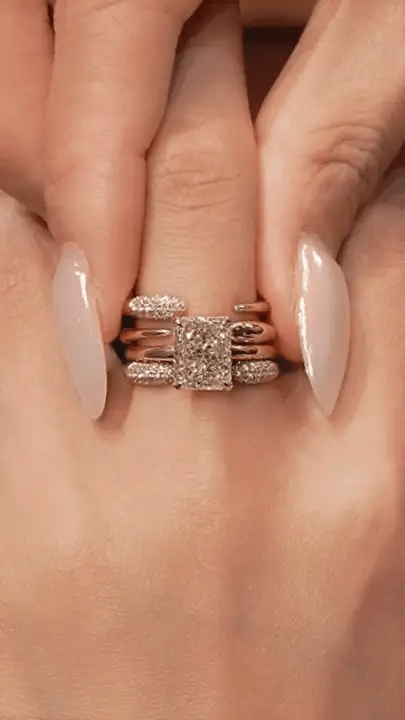 The Serpent Stack | Radiant & Tubular Gold Pavé Set