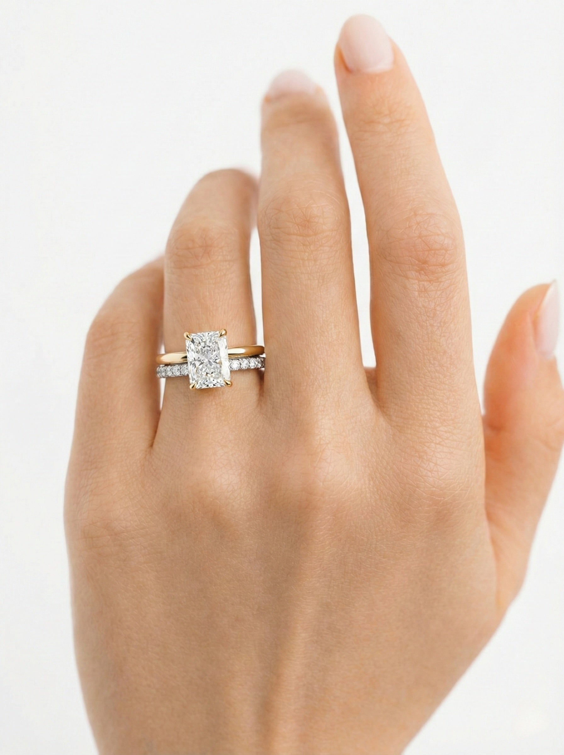 The Golden Hour Stack | Radiant Solid Gold Ring & Open Cuff