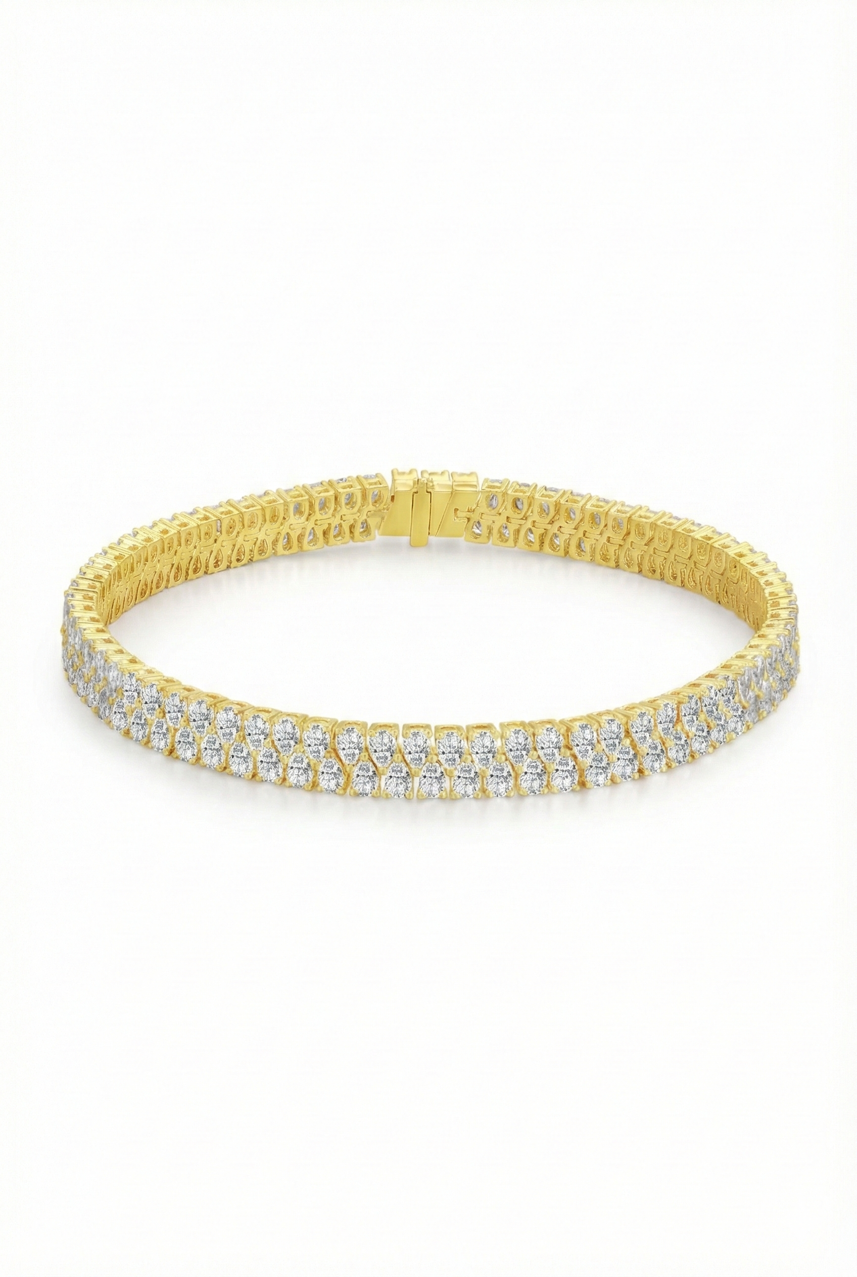 The Cascade | Double-Row Pear Diamond Bracelet