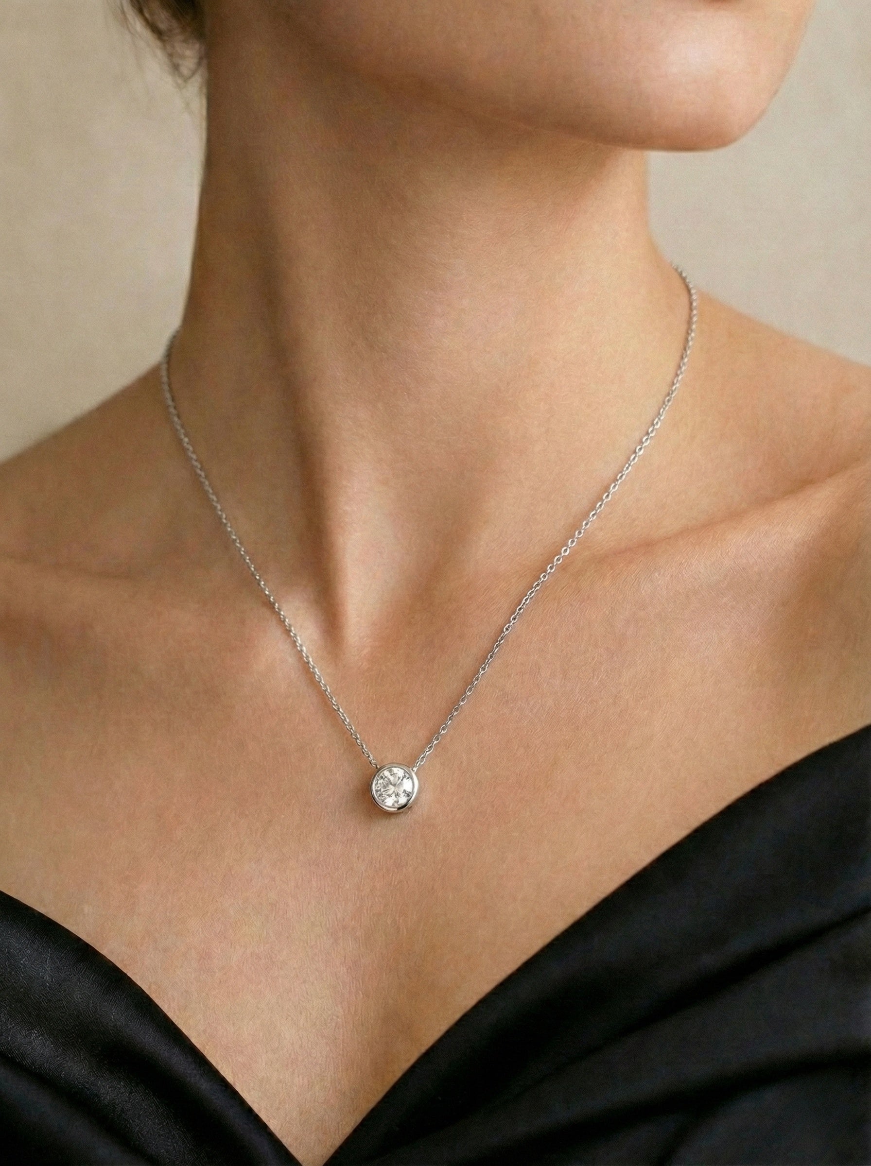 The Bubble | Bezel Set Solitaire Necklace