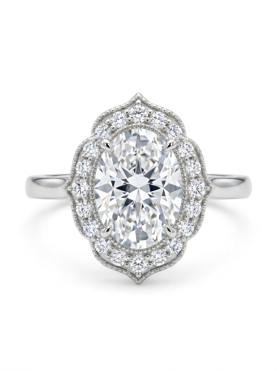 The Ogee | Oval Scalloped Halo Ring