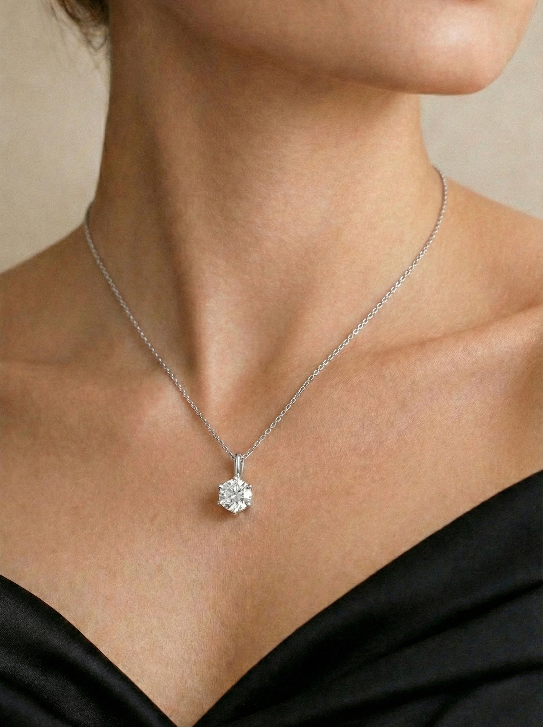The Stella | Six-Prong Solitaire Necklace