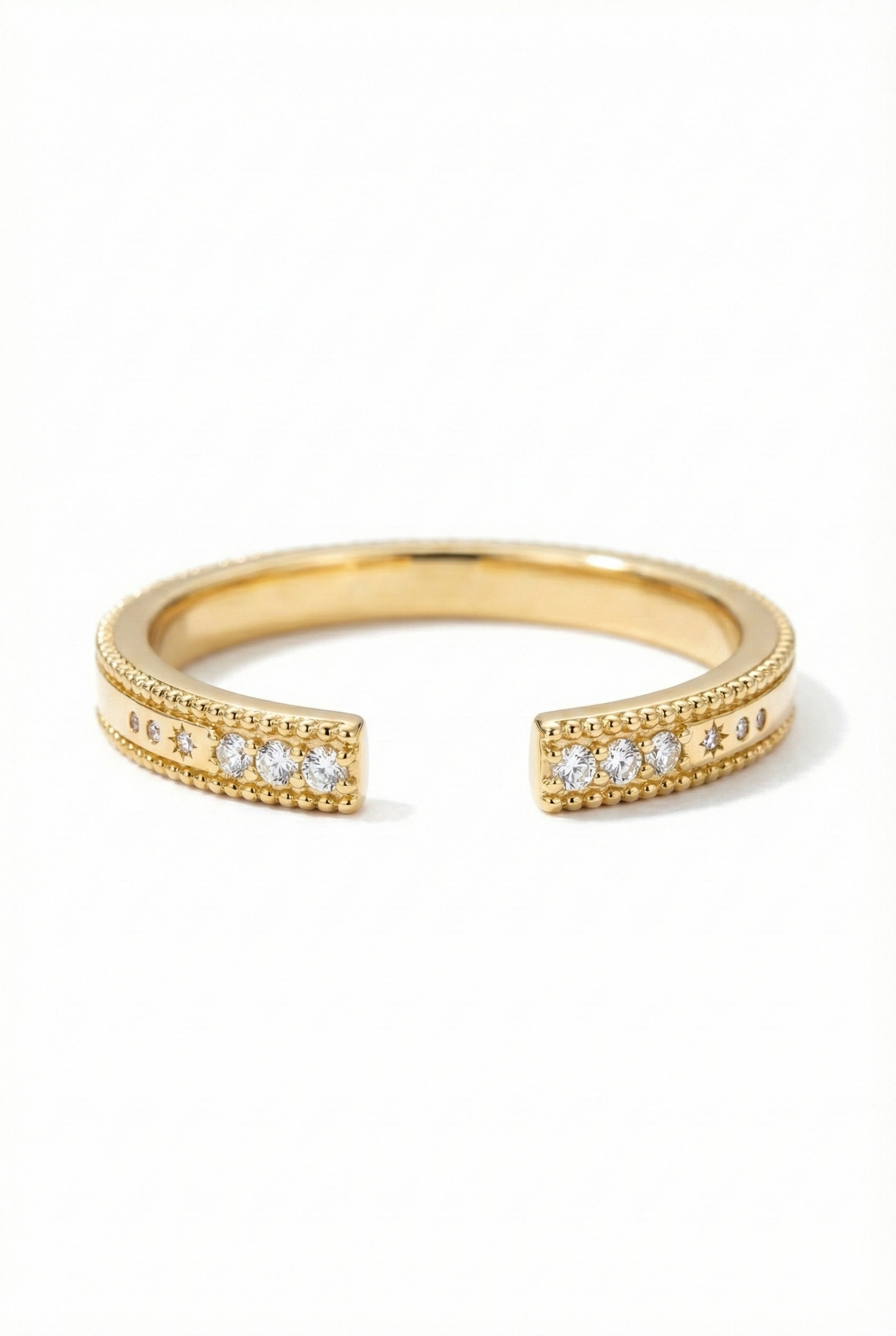 The Satin | Brushed Gold Milgrain Open Ring