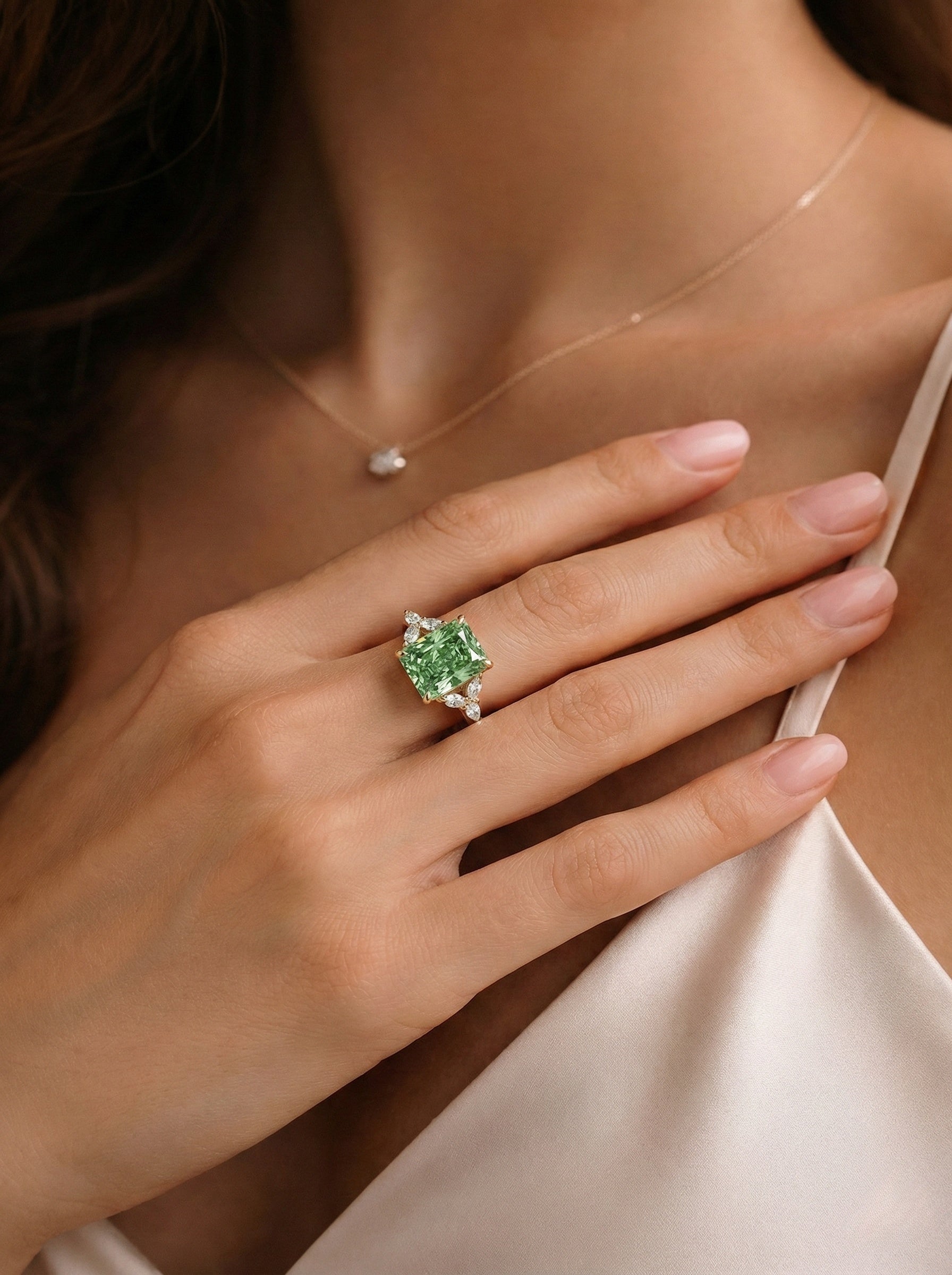 The Fern | Green Radiant & Marquise Ring