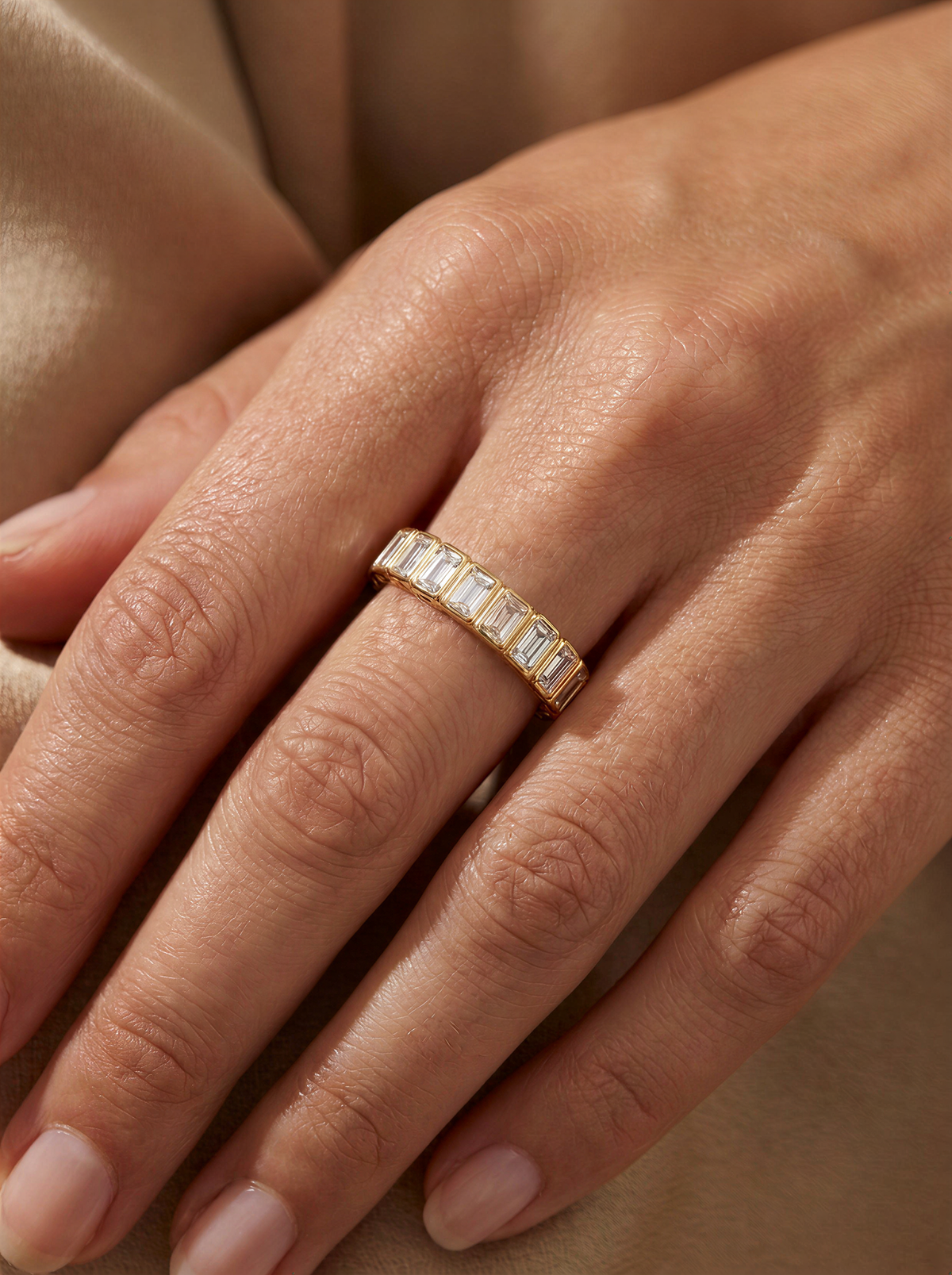 The Bezel Emerald | Bezel-Set Emerald Cut Diamond Eternity Band