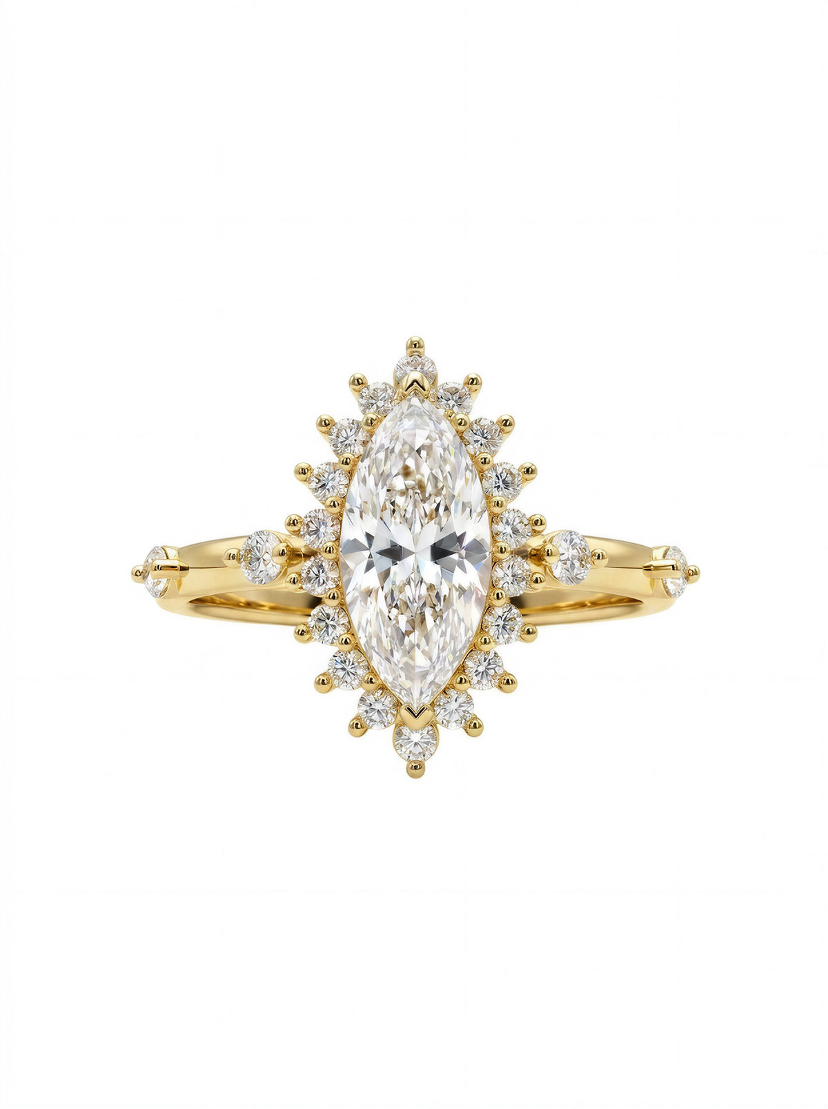 The Sunburst Marquise | Starburst Halo Diamond Engagement Ring