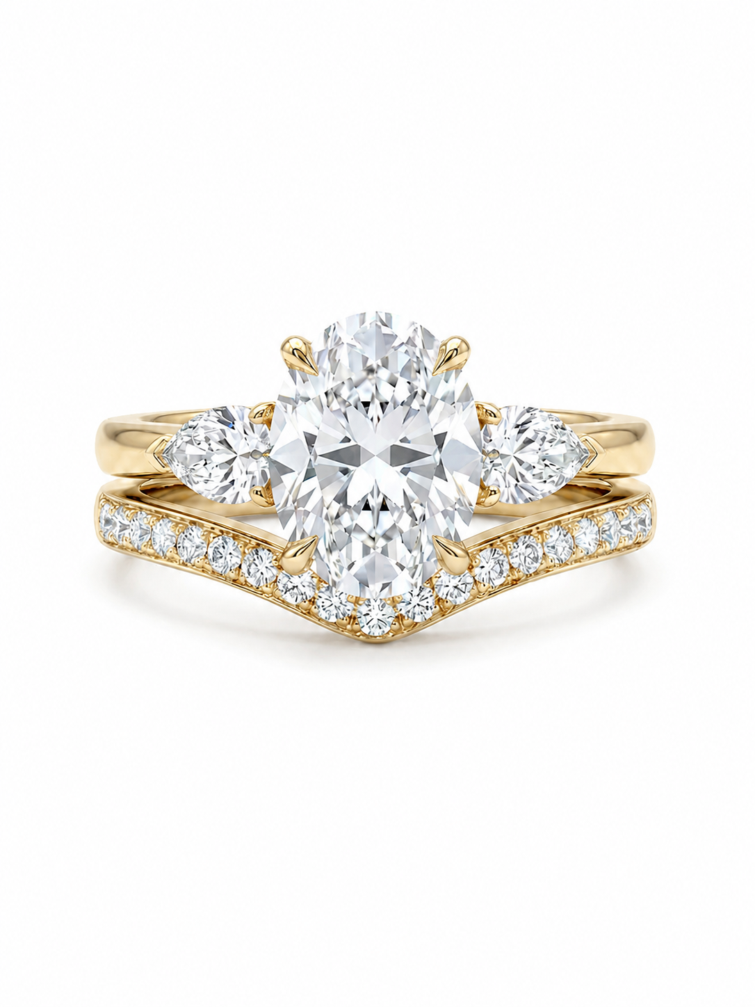 The Sunrise Stack | Oval Three-Stone & Scalloped Curve Band