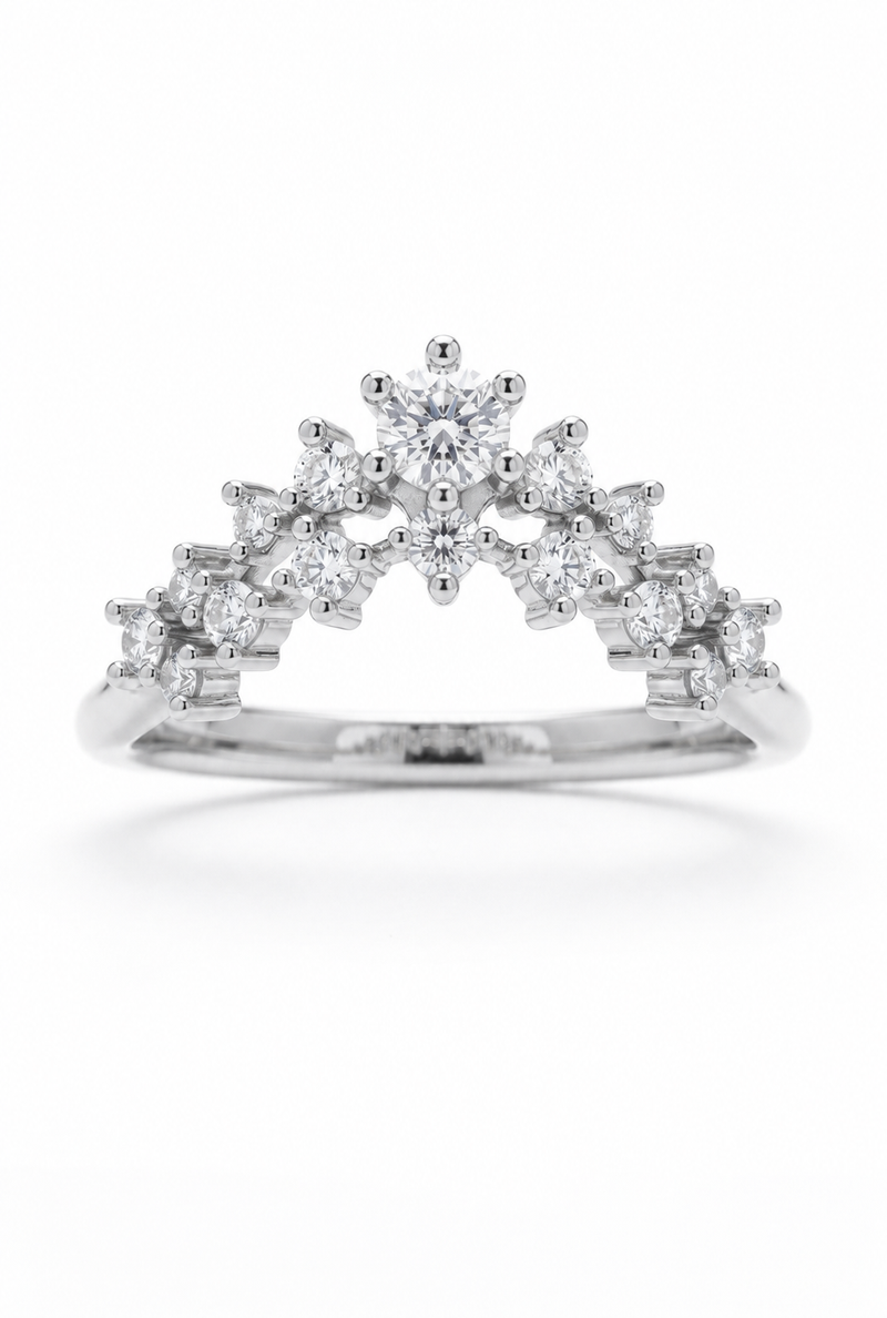 The Veil | Lace Chevron Contour Band — worn view