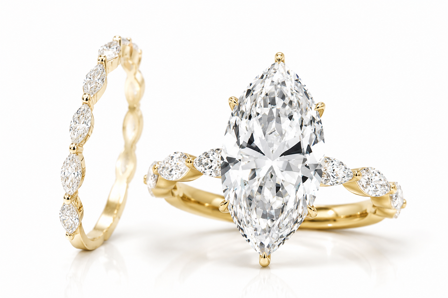 Custom Ring | 3 Carat Marquise Diamond Ring Set