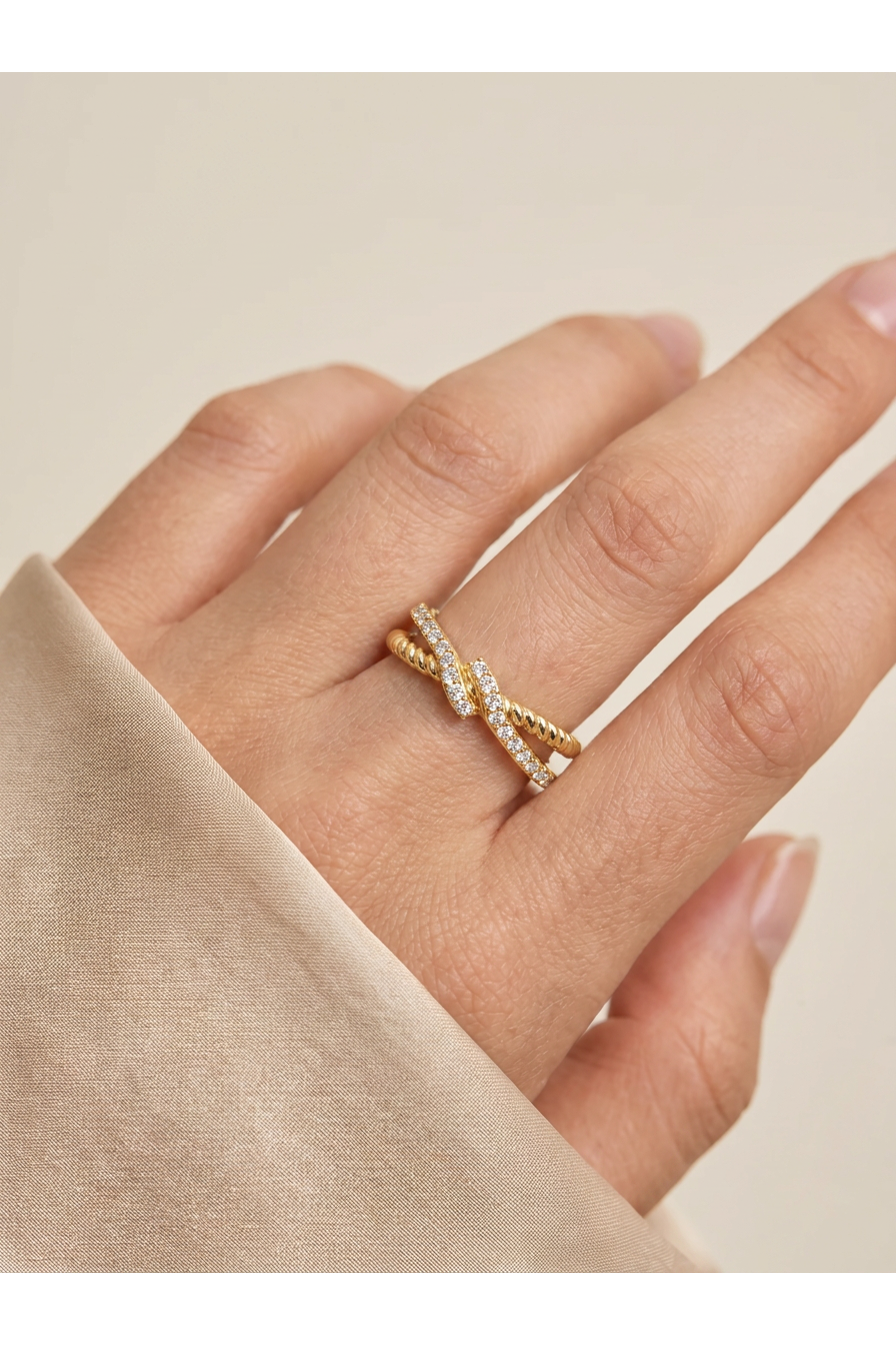 The Entwined two-path crossover lab-grown diamond ring — by Highline Diamond