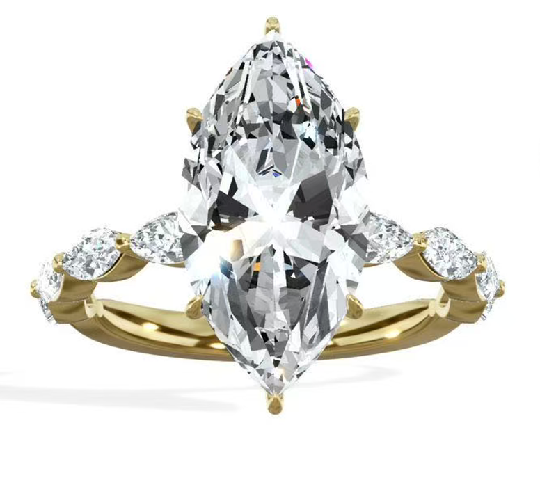 Custom Ring | 3 Carat Marquise Diamond Ring Set