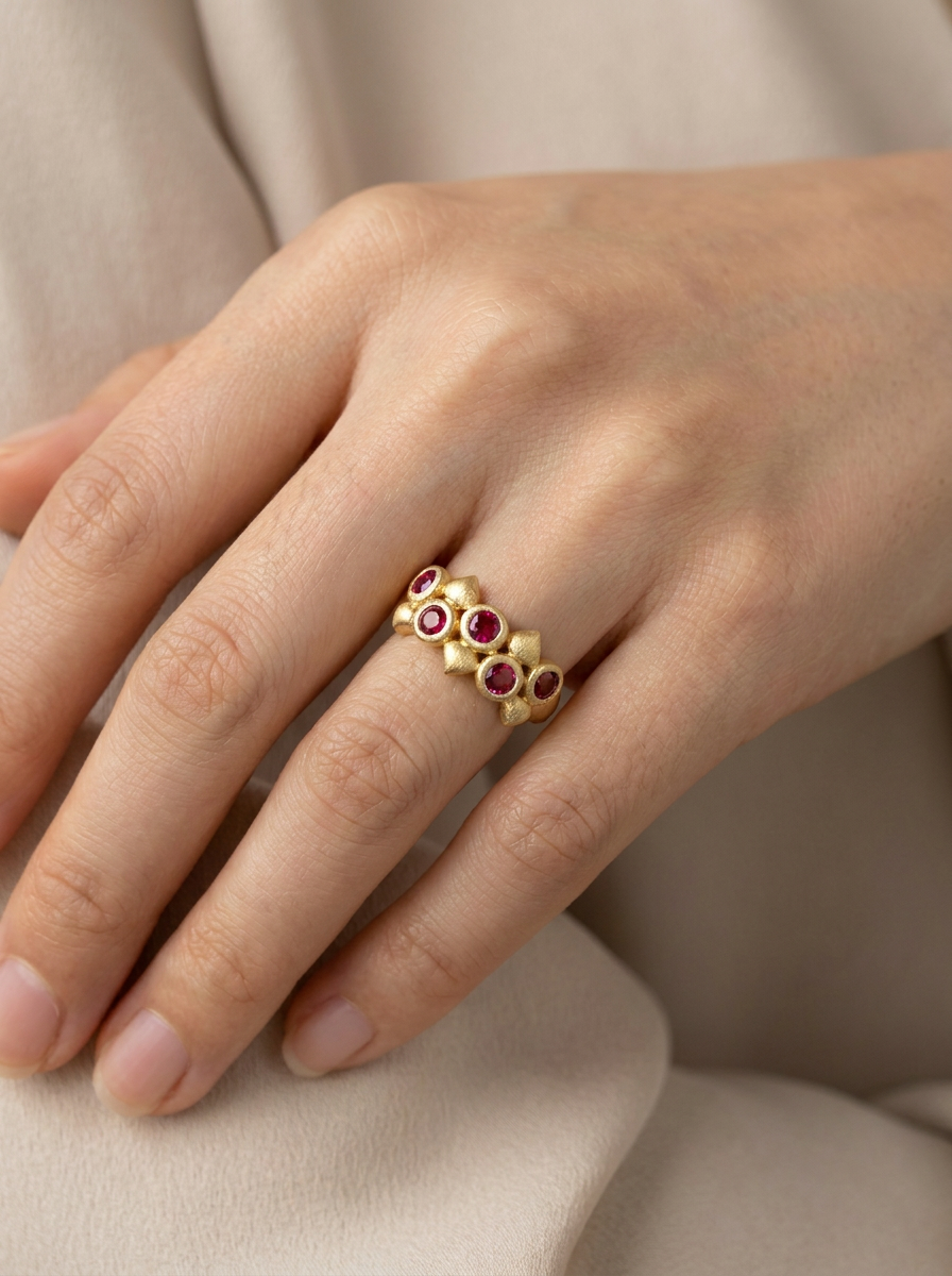 The Ember | Alternating Ruby Flame Ring