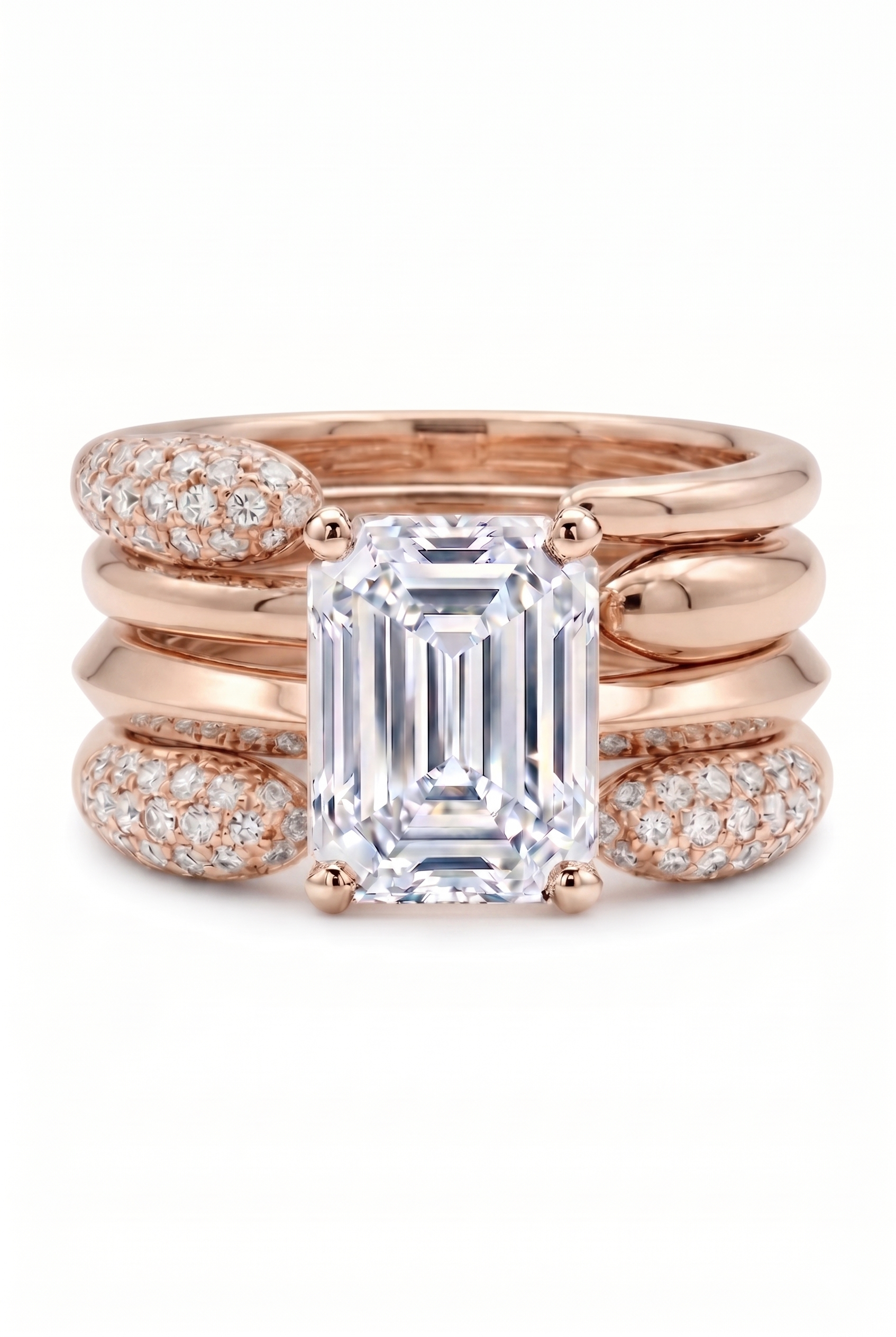 The Frame | Emerald-Cut & Sculptural Gold Stack Suite