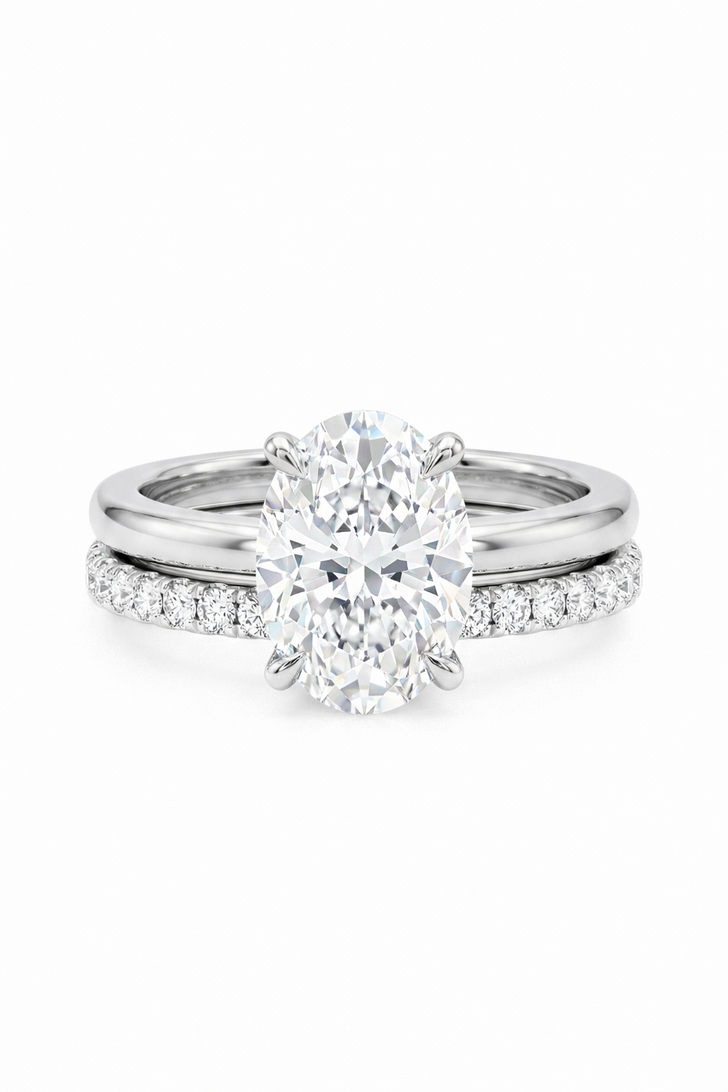 The Icon Stack | Oval Solid Gold Ring & Pave Band