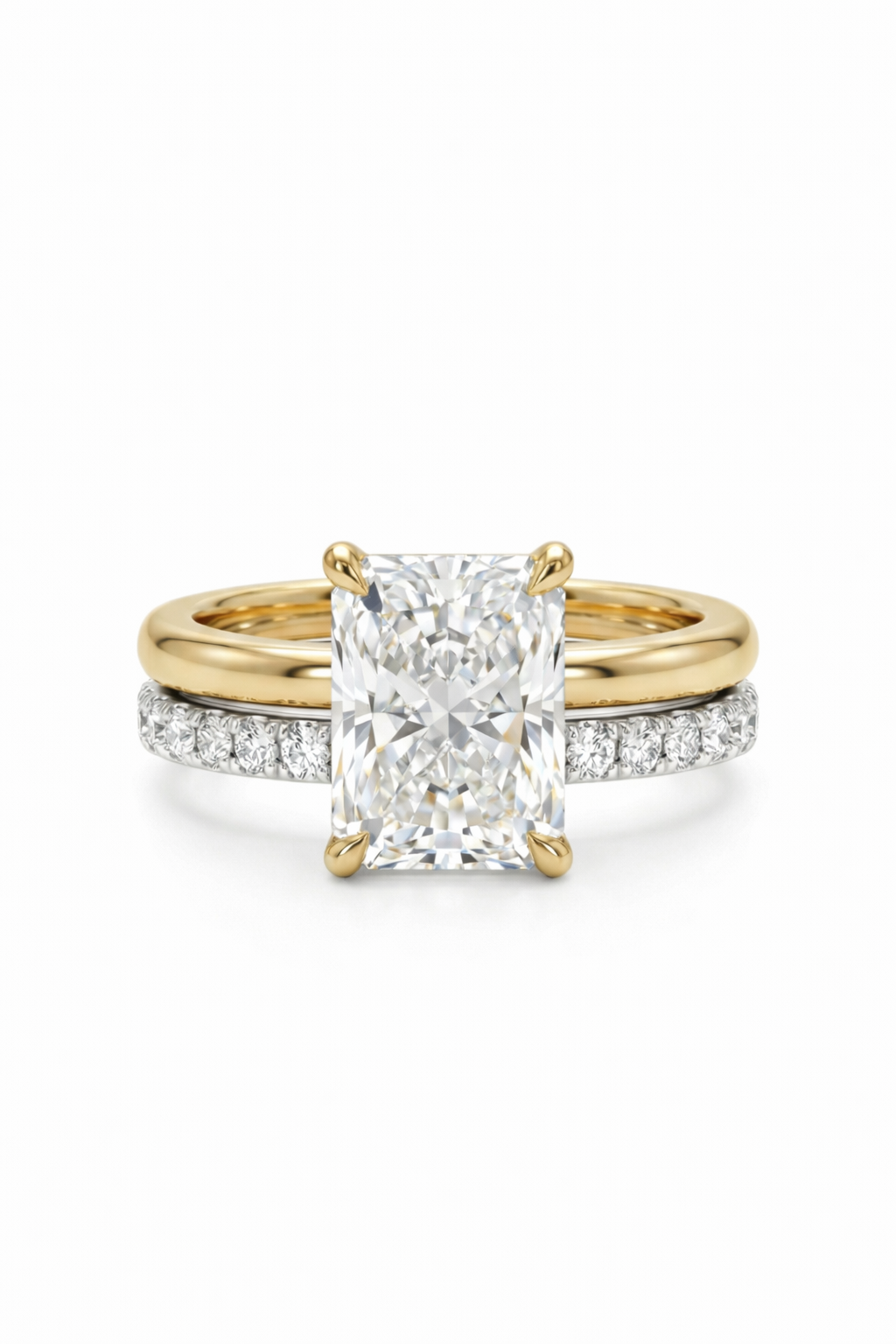 The Golden Hour Stack | Radiant Solid Gold Ring & Open Cuff