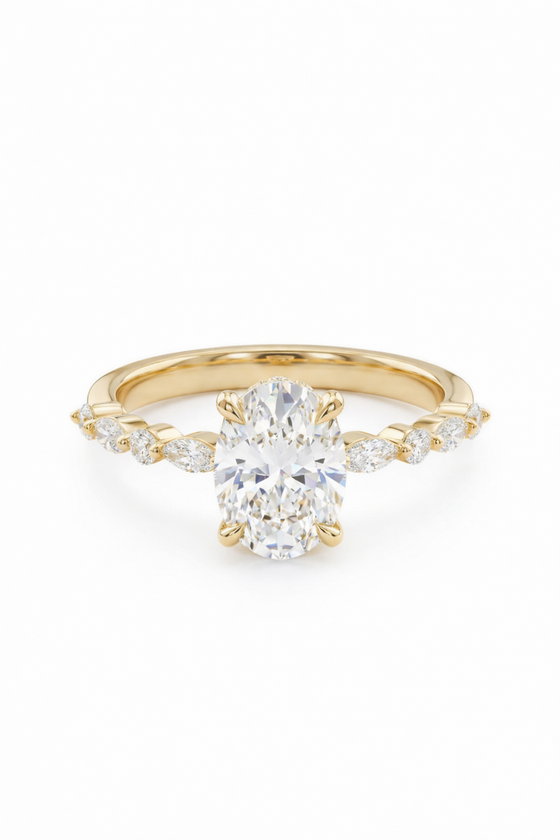 The Olive | Marquise Vine & Oval Ring