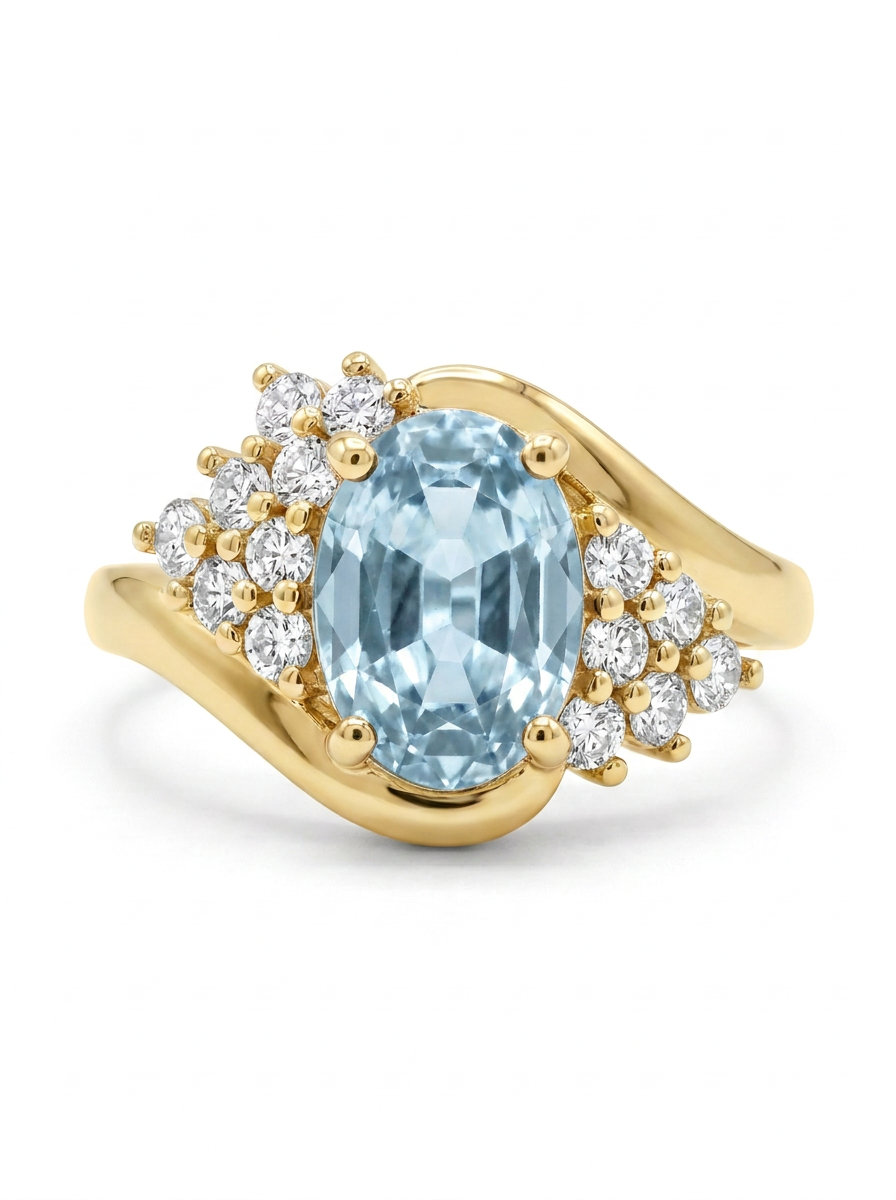 The Lagoon | Oval Sapphire & Diamond Cluster Bypass