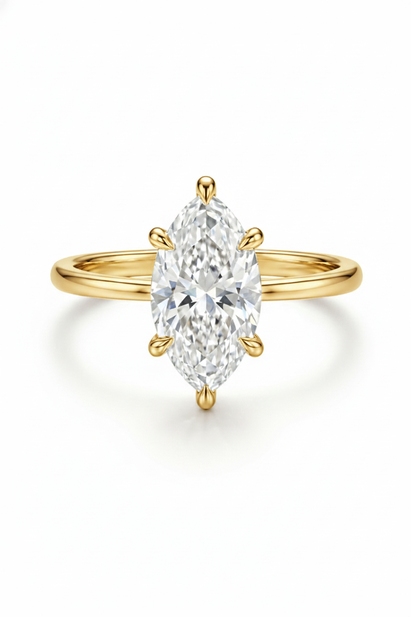 The Navette | 18k Gold Marquise Solitaire