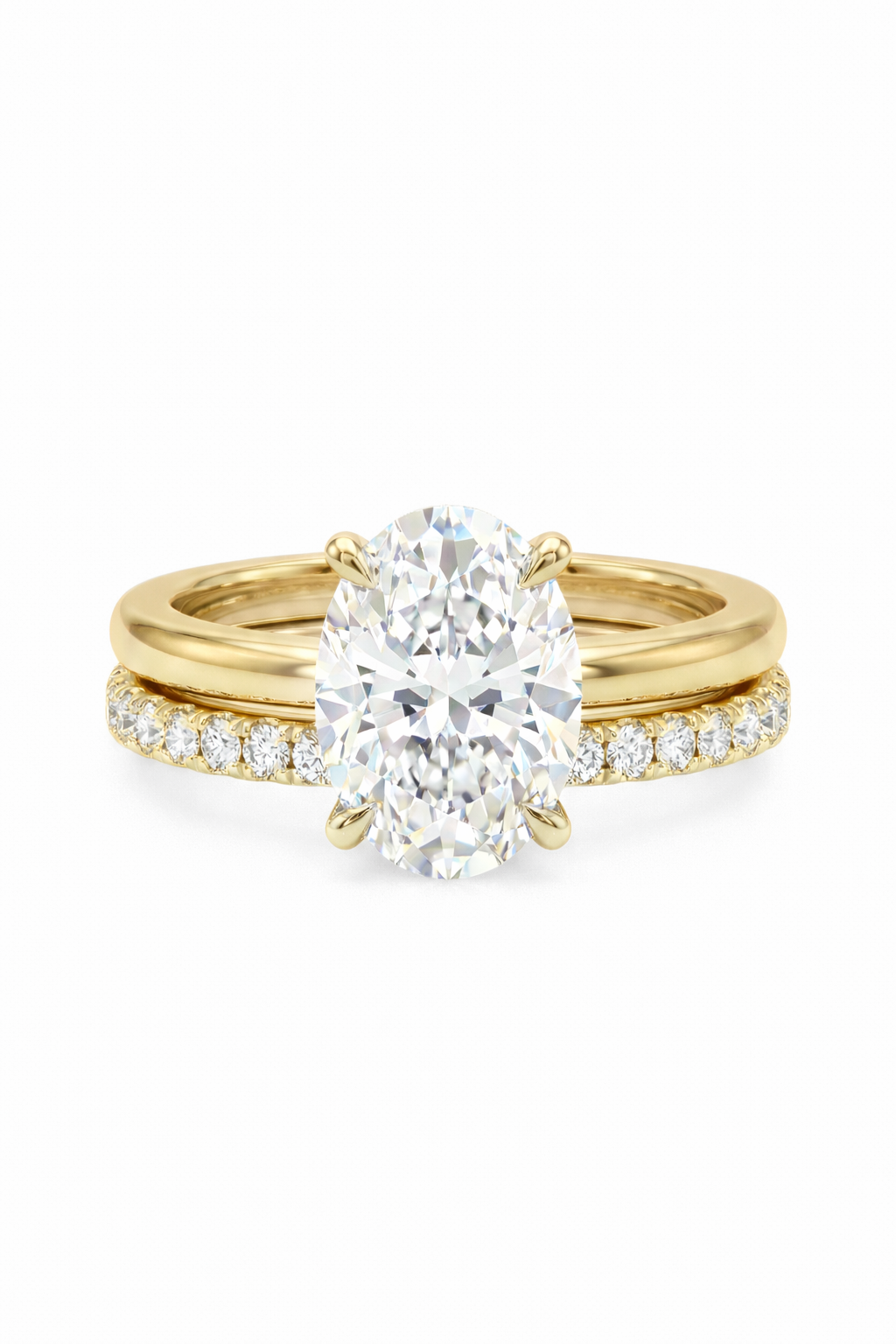 The Icon Stack | Oval Solid Gold Ring & Pave Band