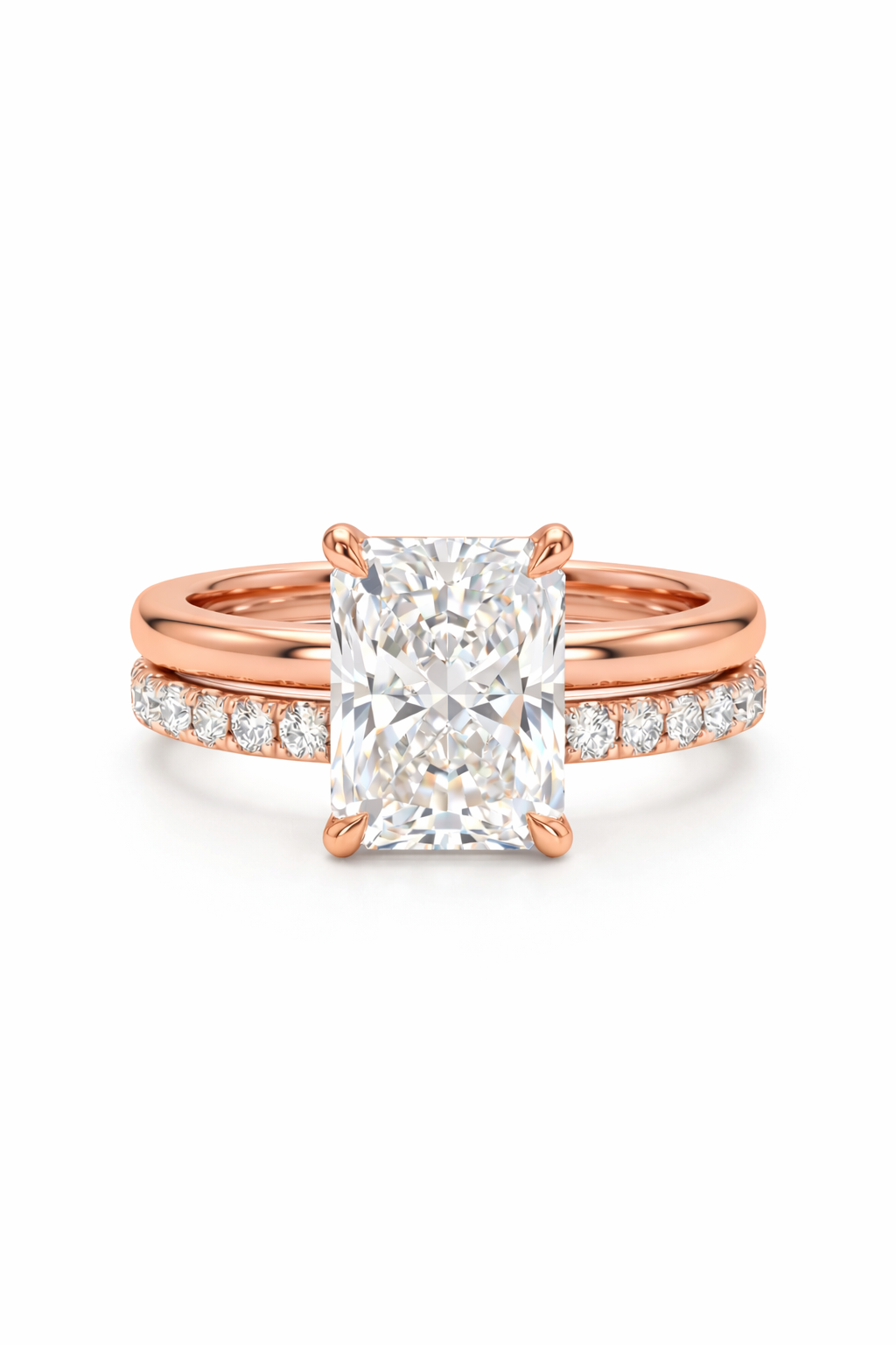 The Golden Hour Stack | Radiant Solid Gold Ring & Open Cuff