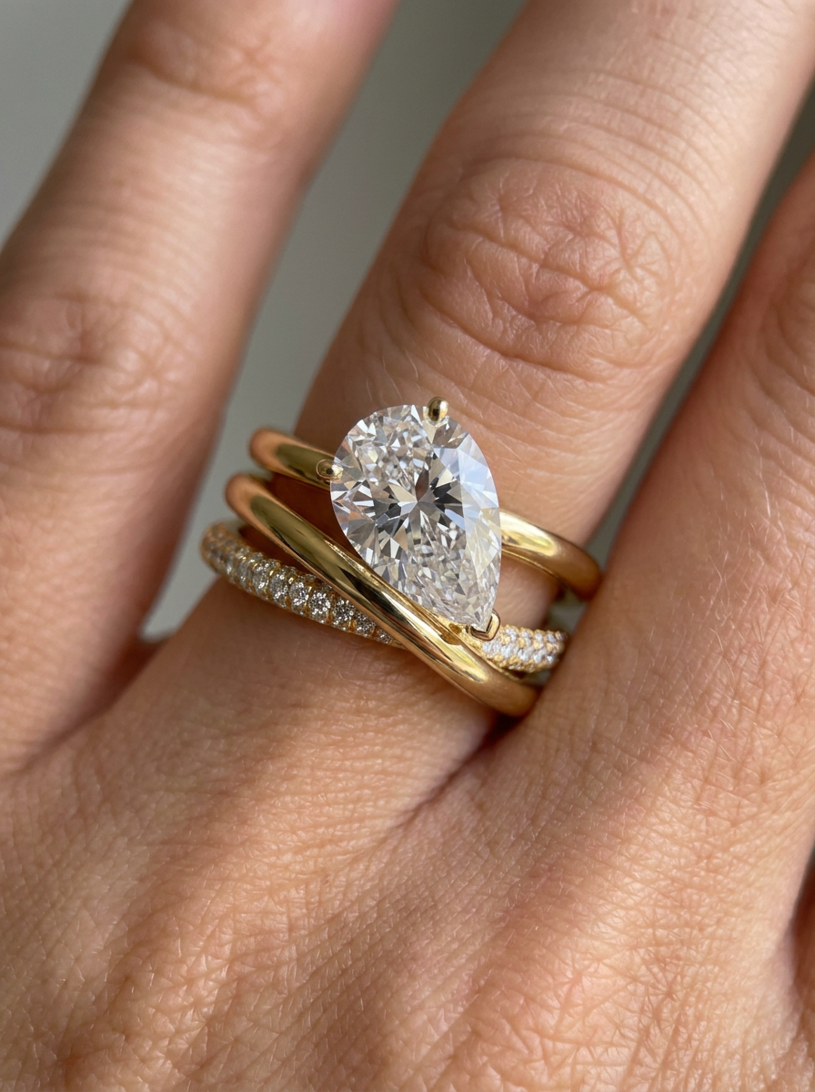 The Crossover Pear | Pear Diamond Triple Crossover Engagement Ring